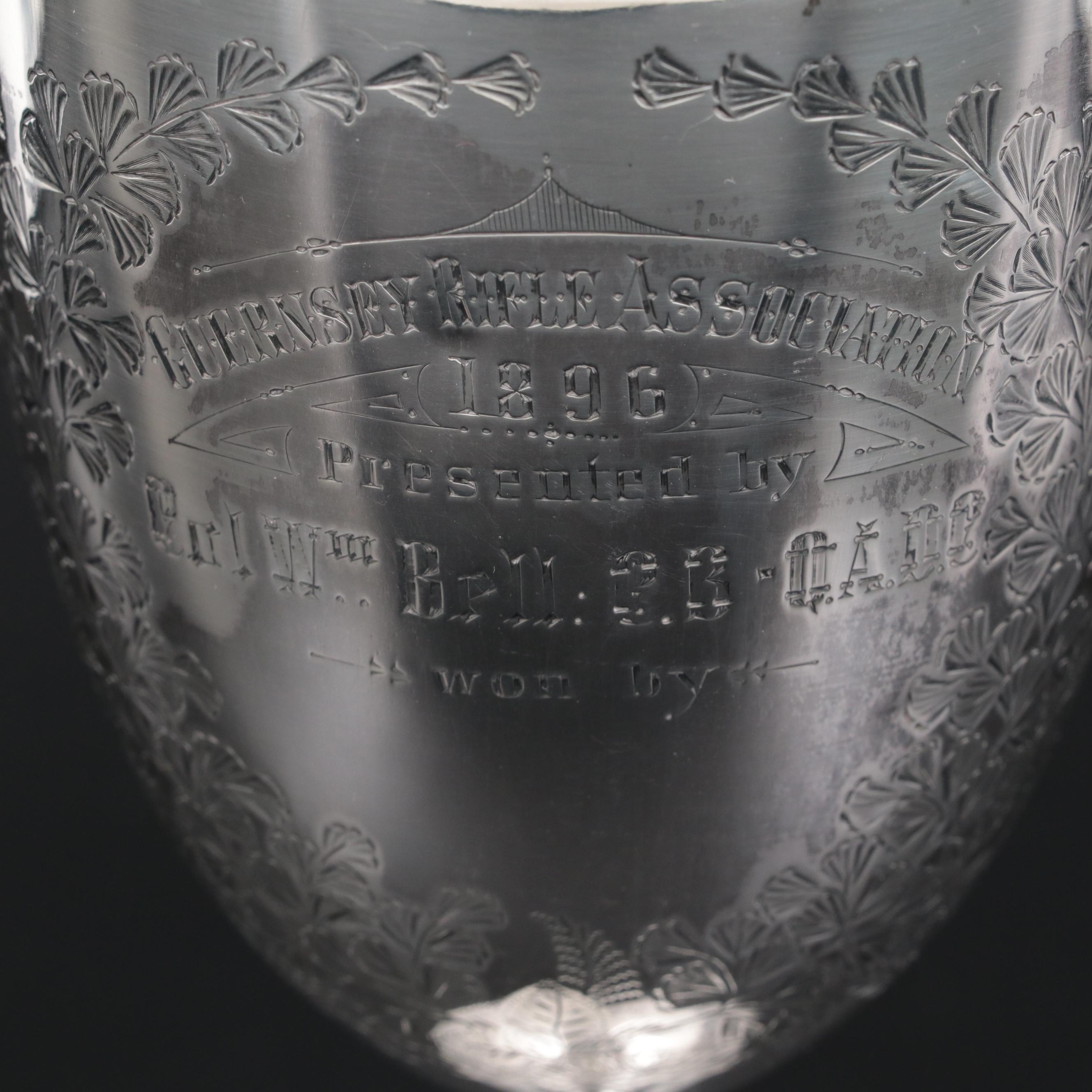 Robert Pringle & Sons Chased Sterling Silver Trophy Goblet, 1896