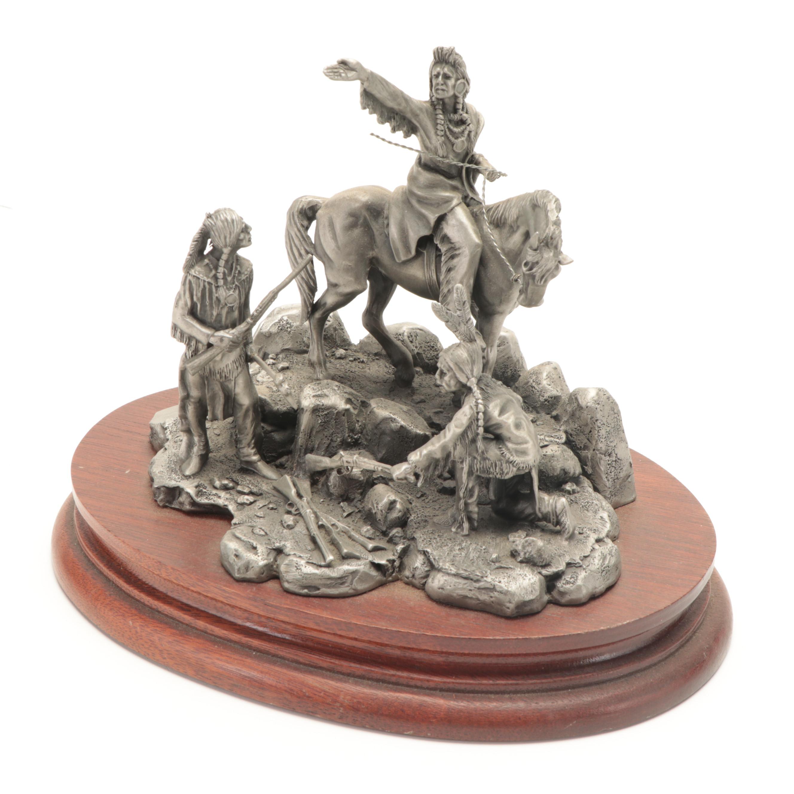 Don Polland Pewter Sculptures "Chief Joseph" and "Marauders", 1980s