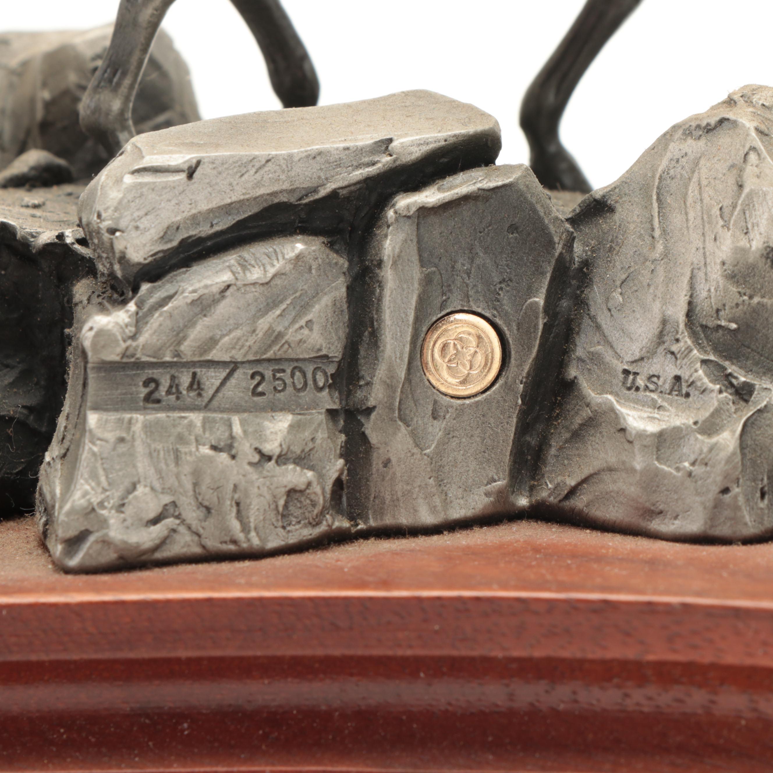 Don Polland Pewter Sculptures "Chief Joseph" and "Marauders", 1980s