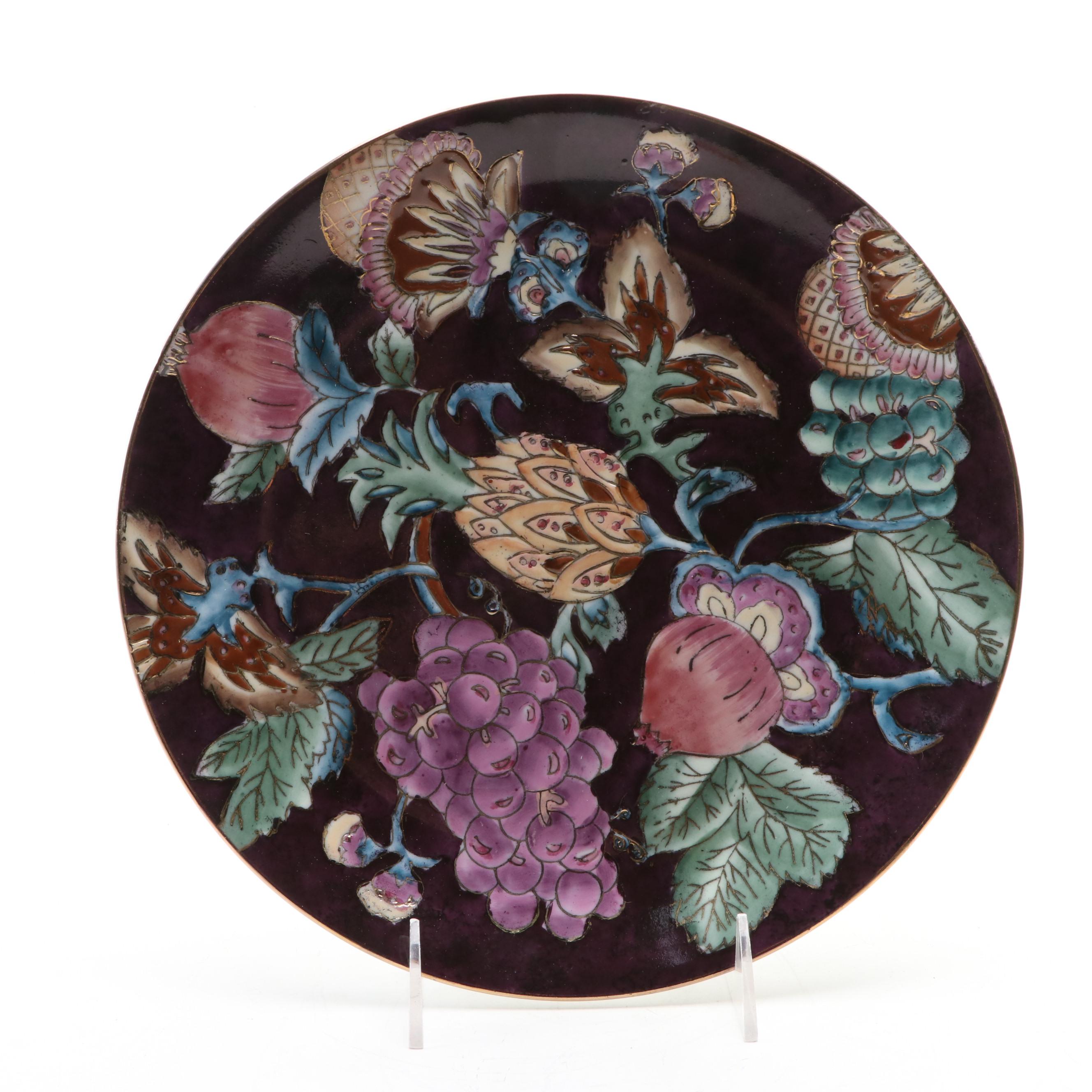 Neoclassical Style Pineapple Figurines with Toyo Trading Co. Decorative Plate