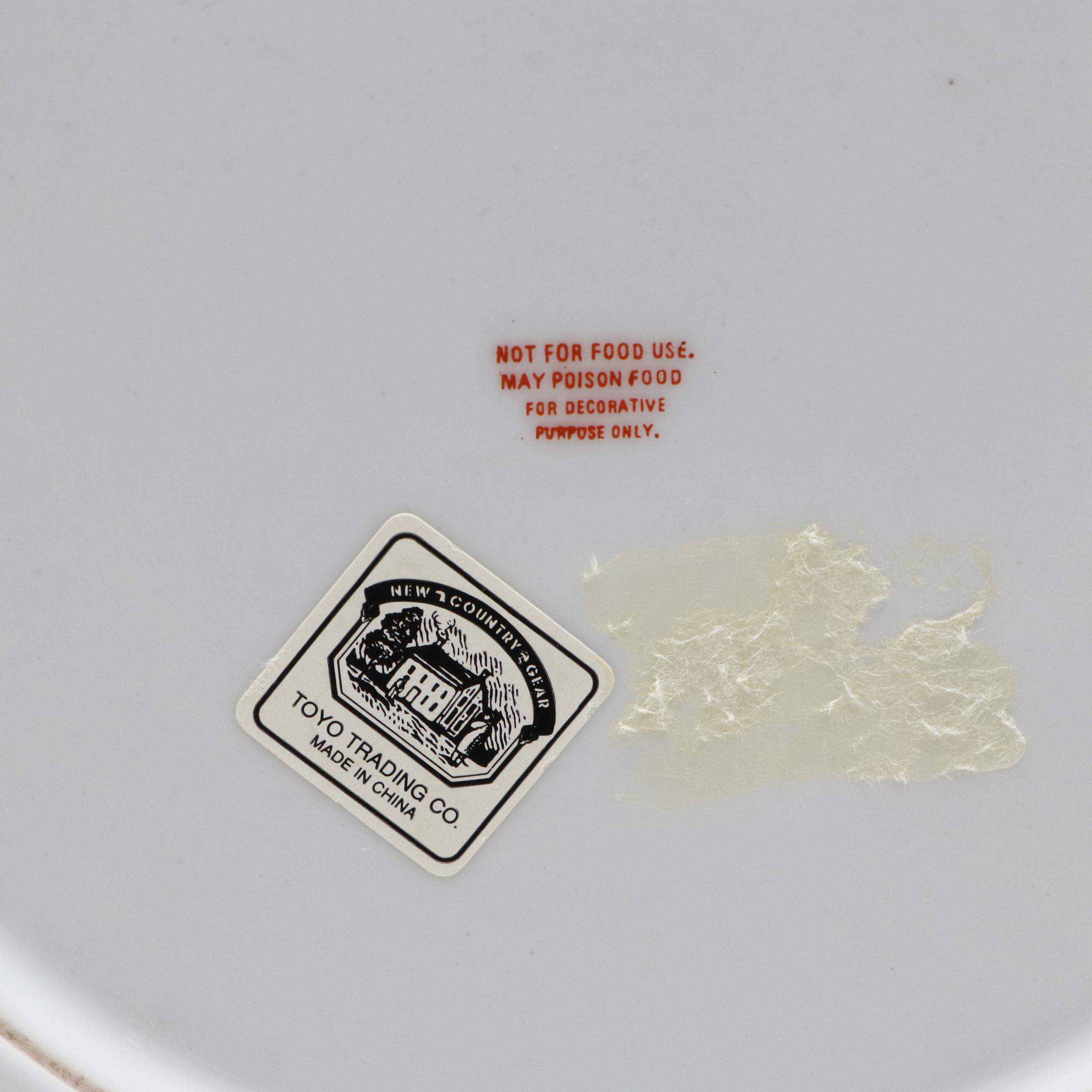 Neoclassical Style Pineapple Figurines with Toyo Trading Co. Decorative Plate