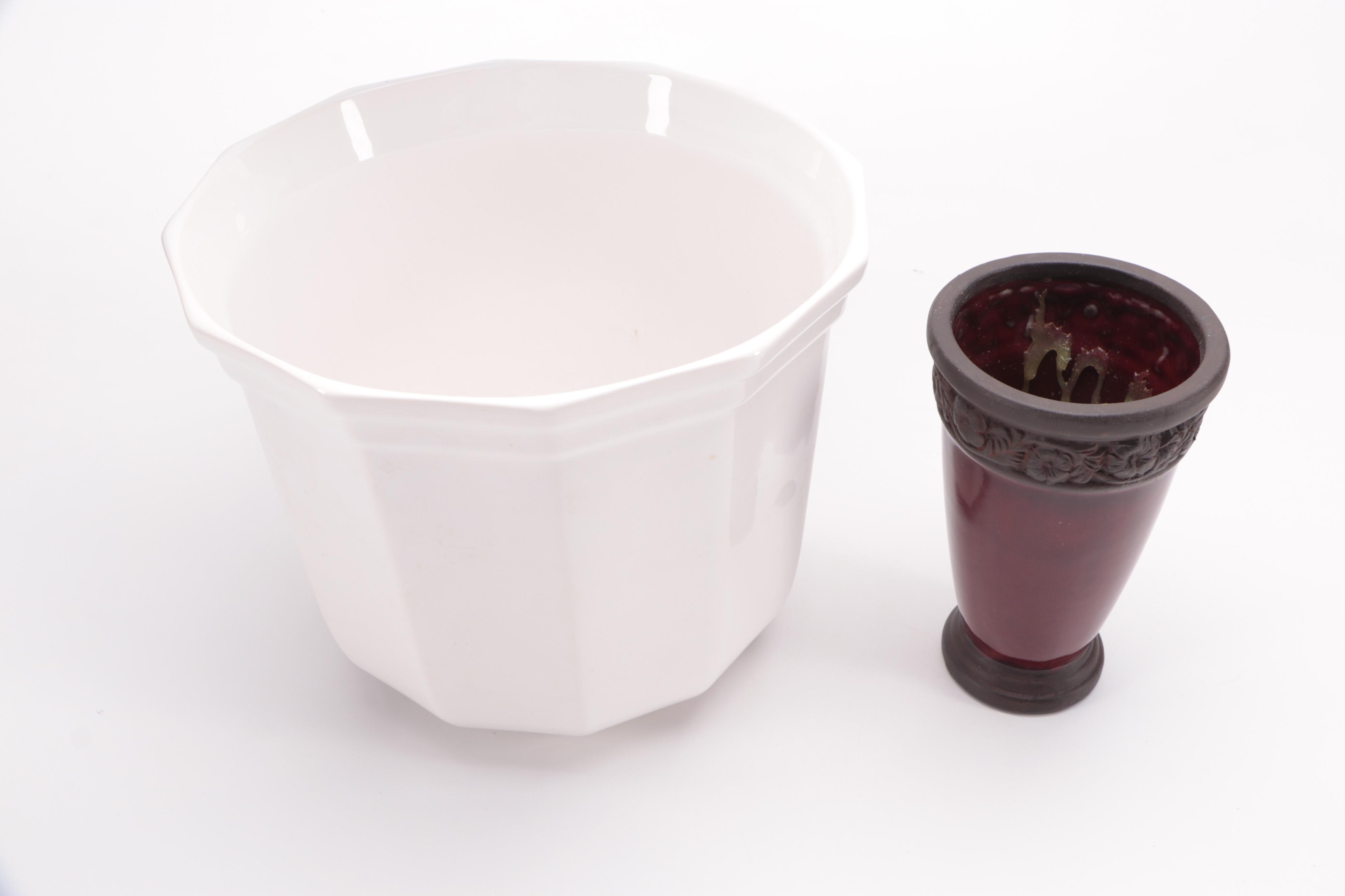 Hosley Potteries Glazed Ceramic Planters with Other Planter