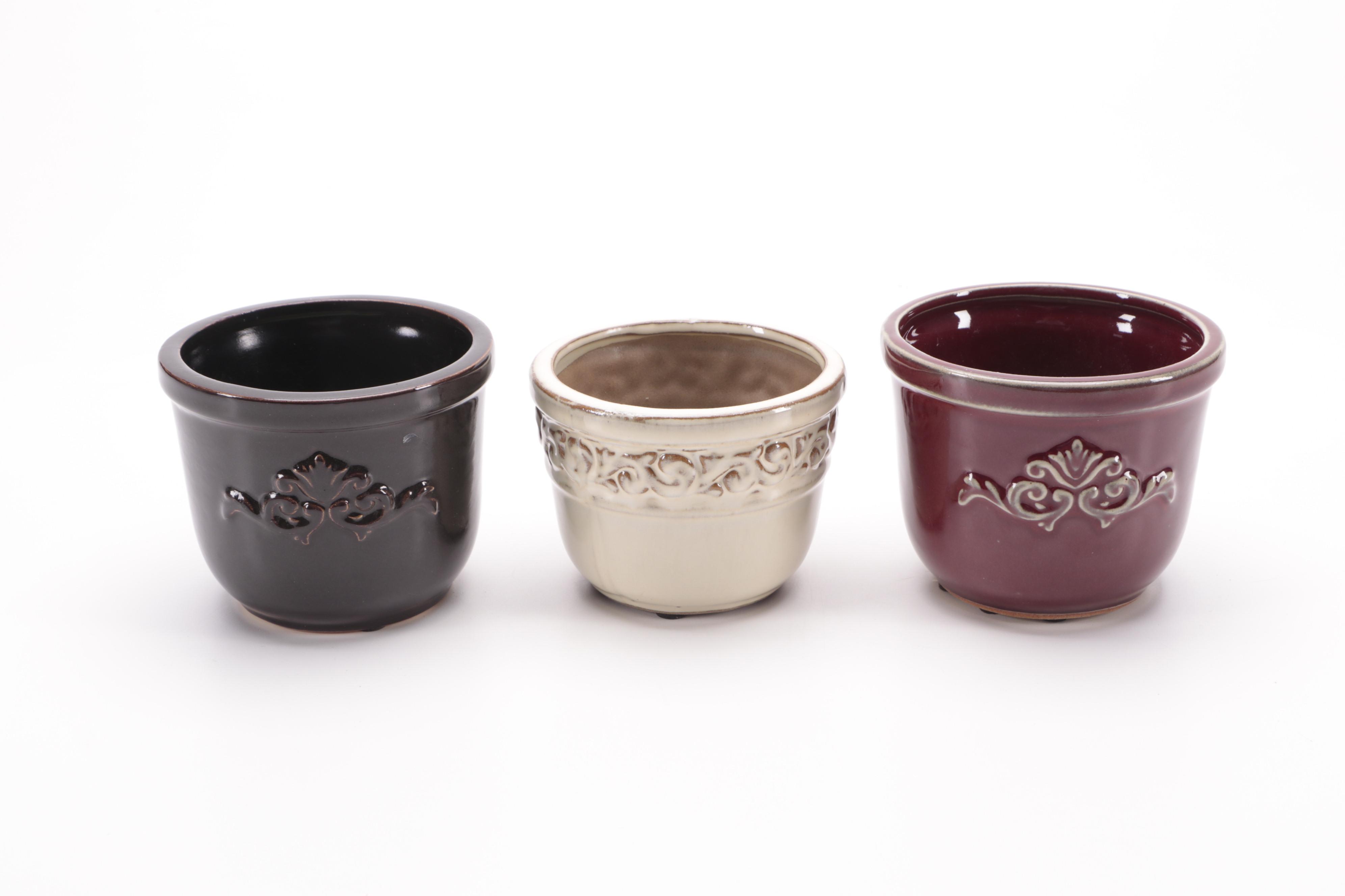 Hosley Potteries Glazed Ceramic Planters with Other Planter