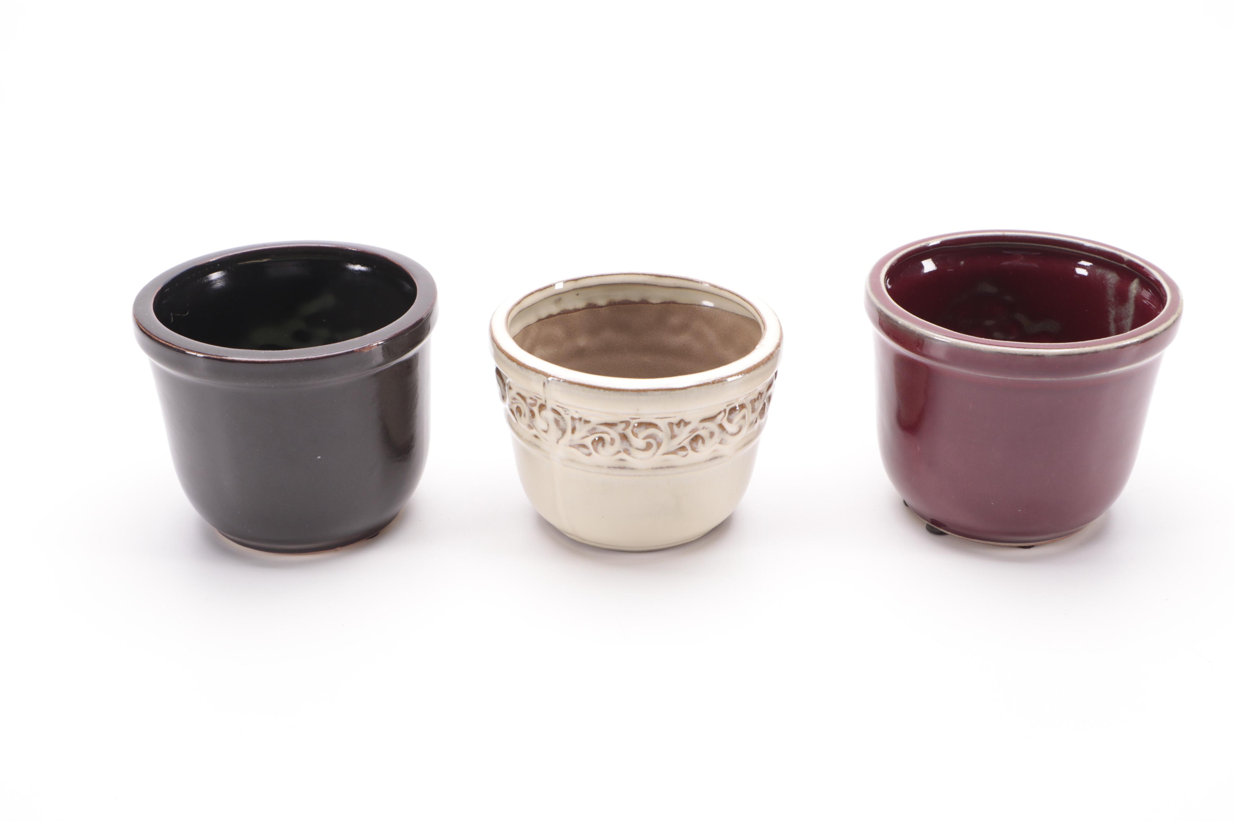 Hosley Potteries Glazed Ceramic Planters with Other Planter