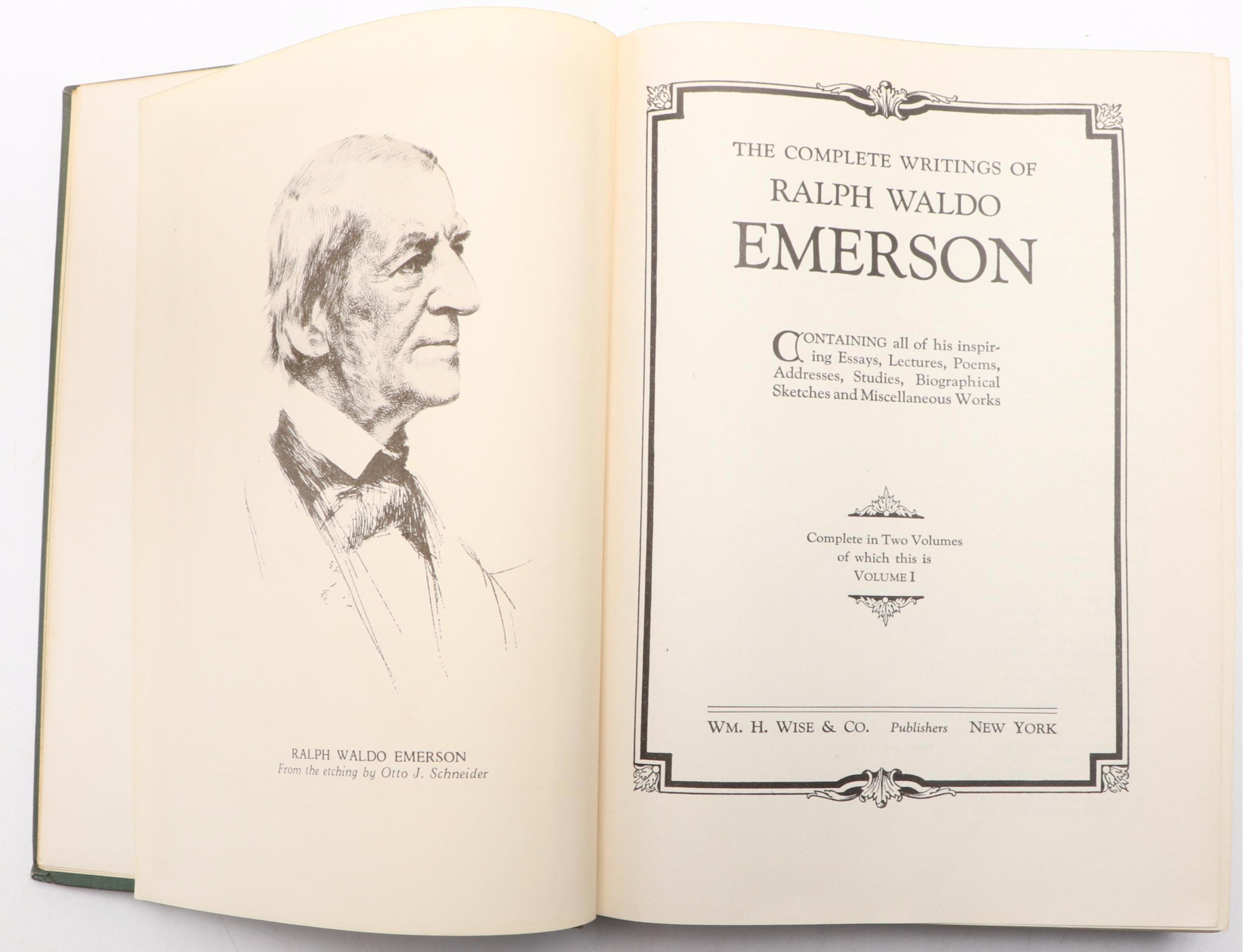 Fourth Edition "Complete Writings of Ralph Waldo Emerson" Two-Volume Set, 1930
