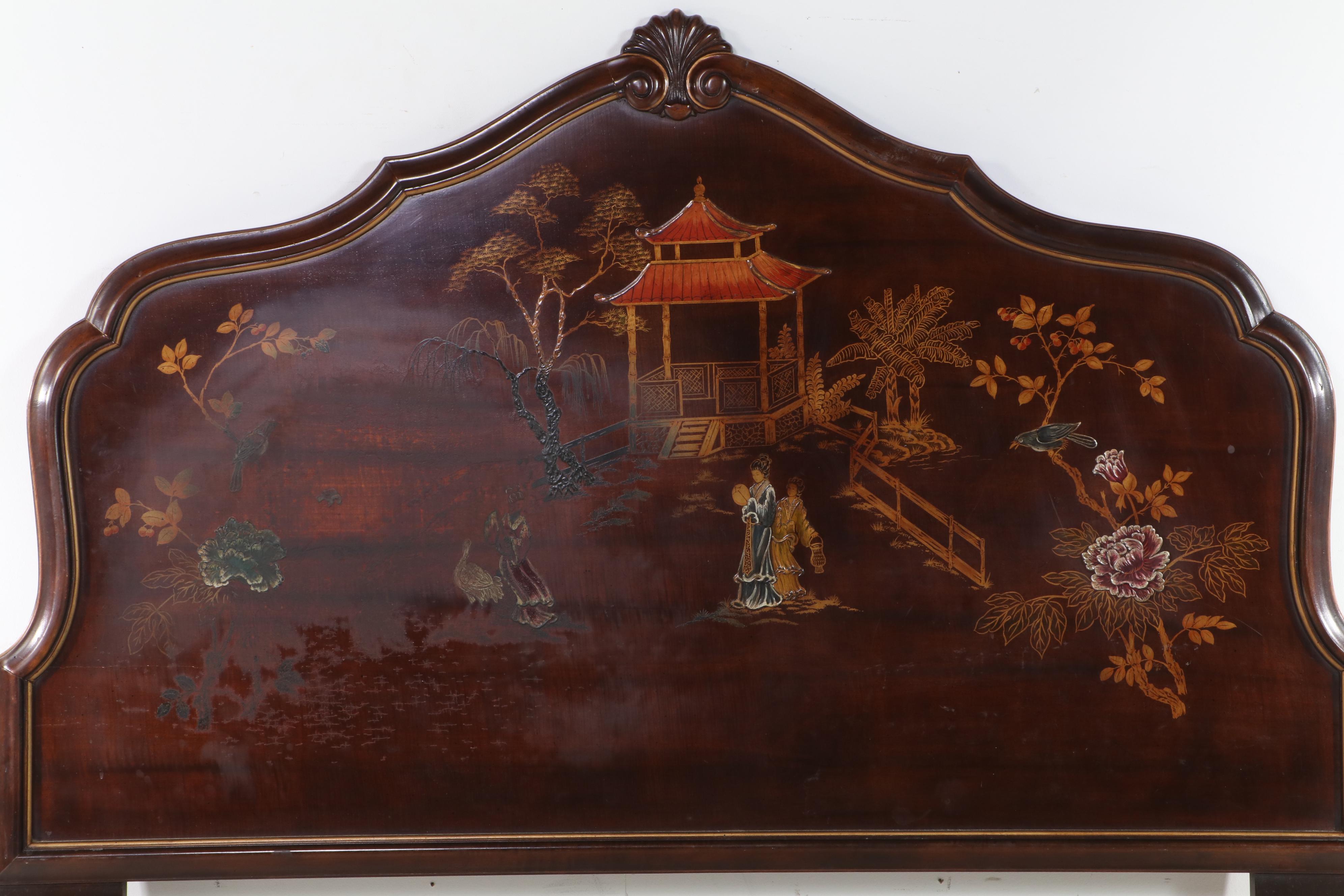 Chinoiserie Decorated Queen Headboard