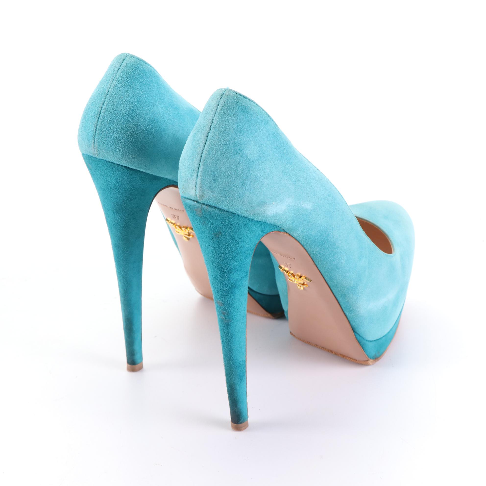 Prada Suede Platform Pumps with Box