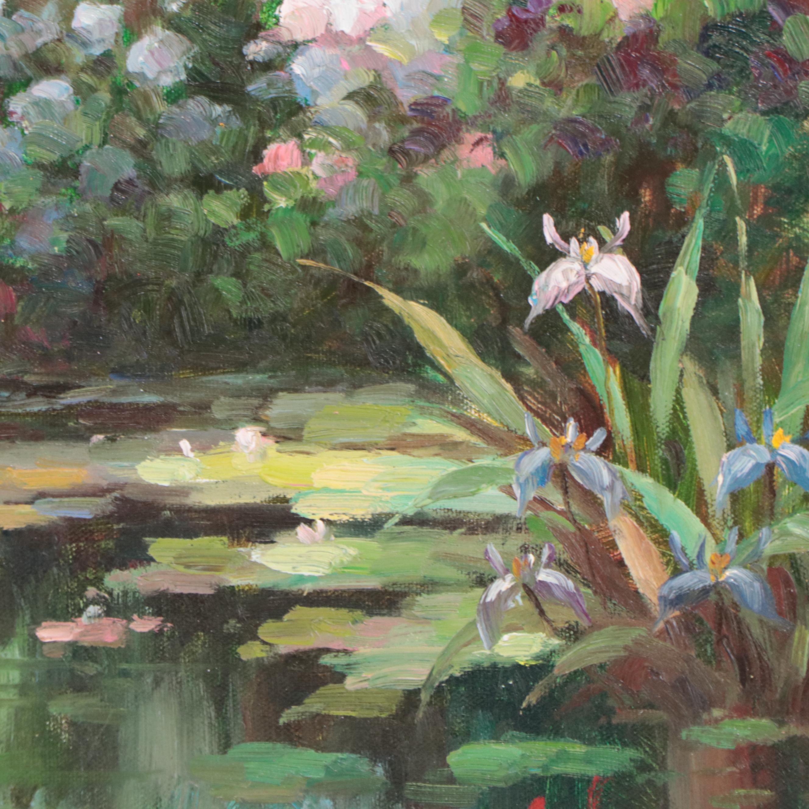 Coleman Landscape Oil Painting of Garden, Late 20th Century