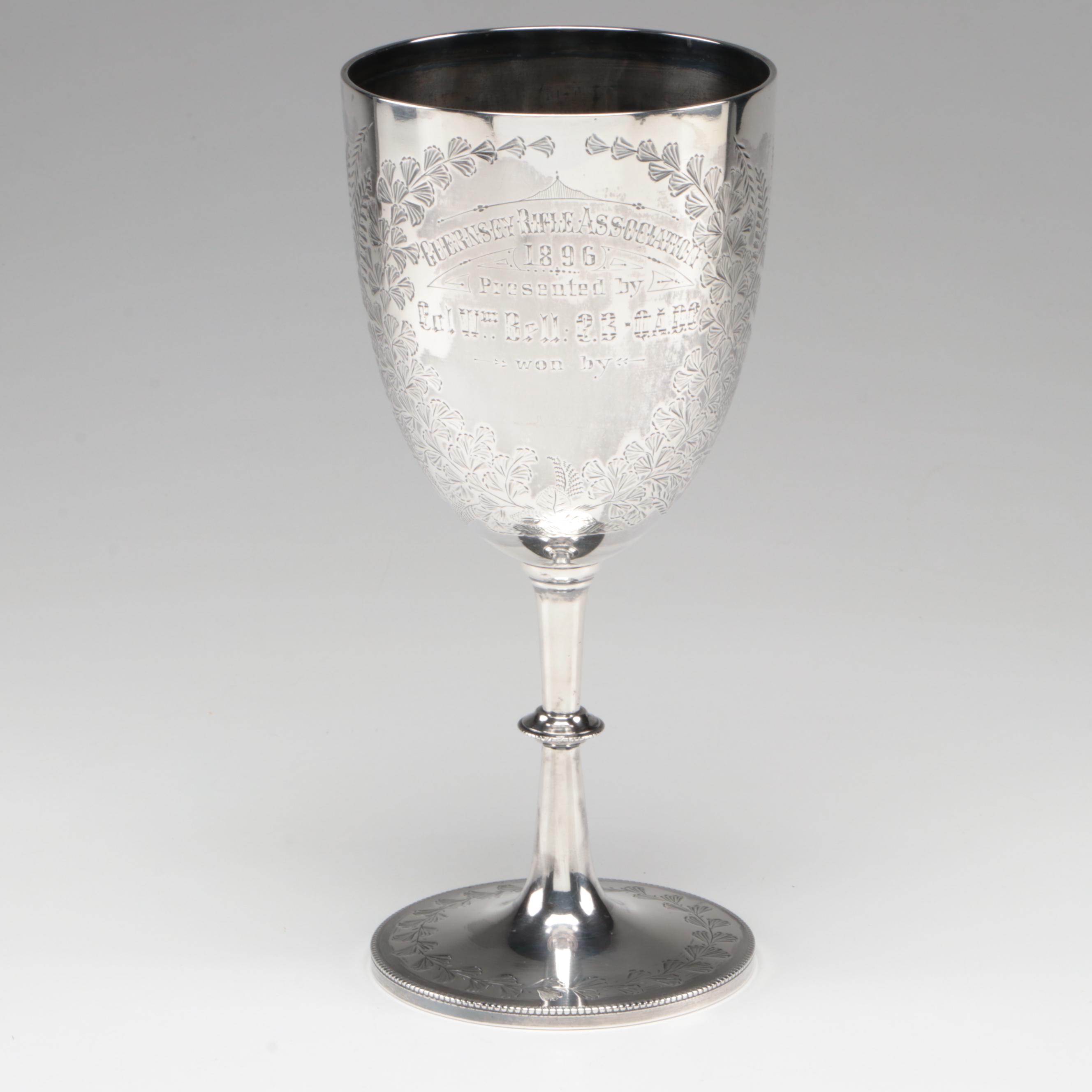 Robert Pringle & Sons Chased Sterling Silver Trophy Goblet, 1896