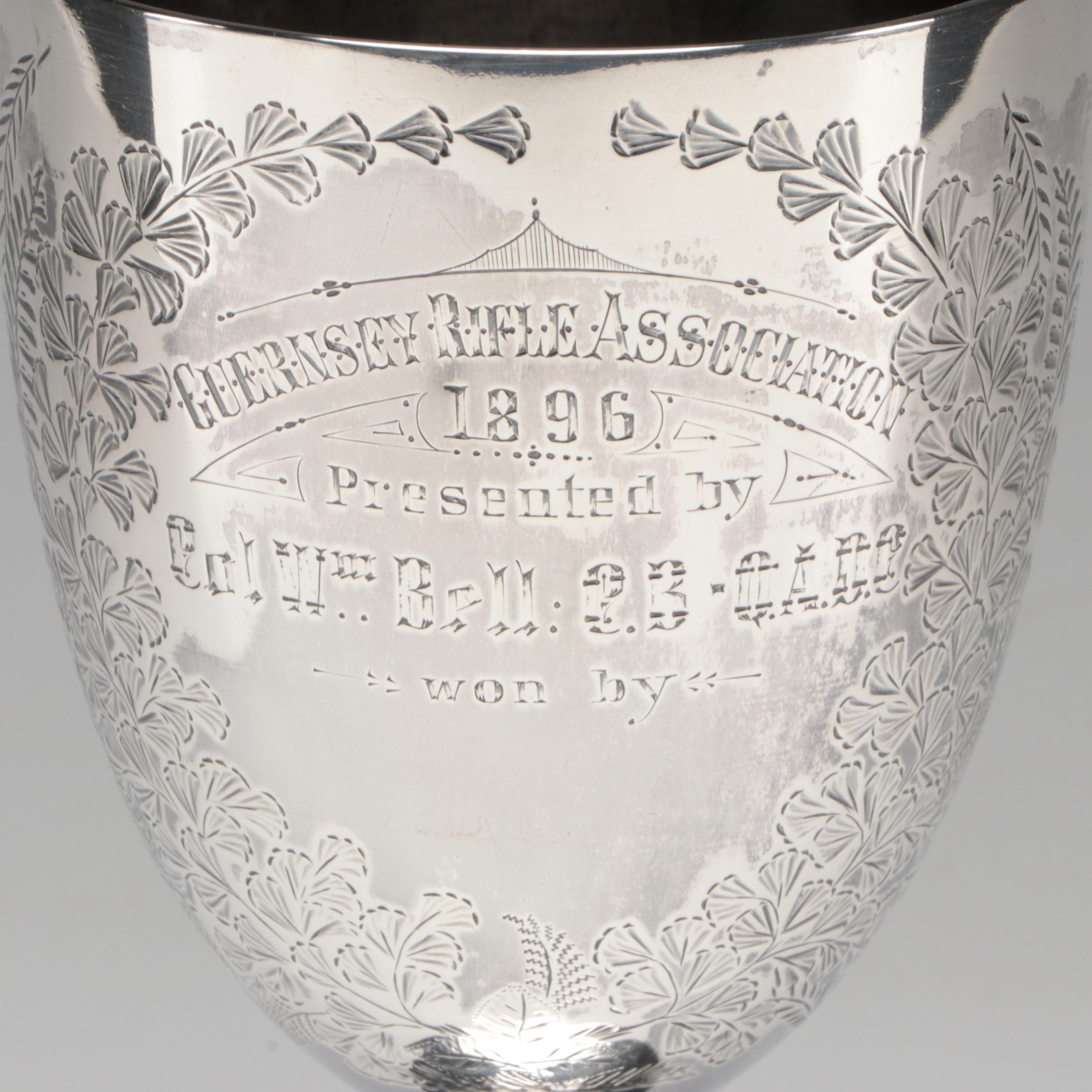 Robert Pringle & Sons Chased Sterling Silver Trophy Goblet, 1896