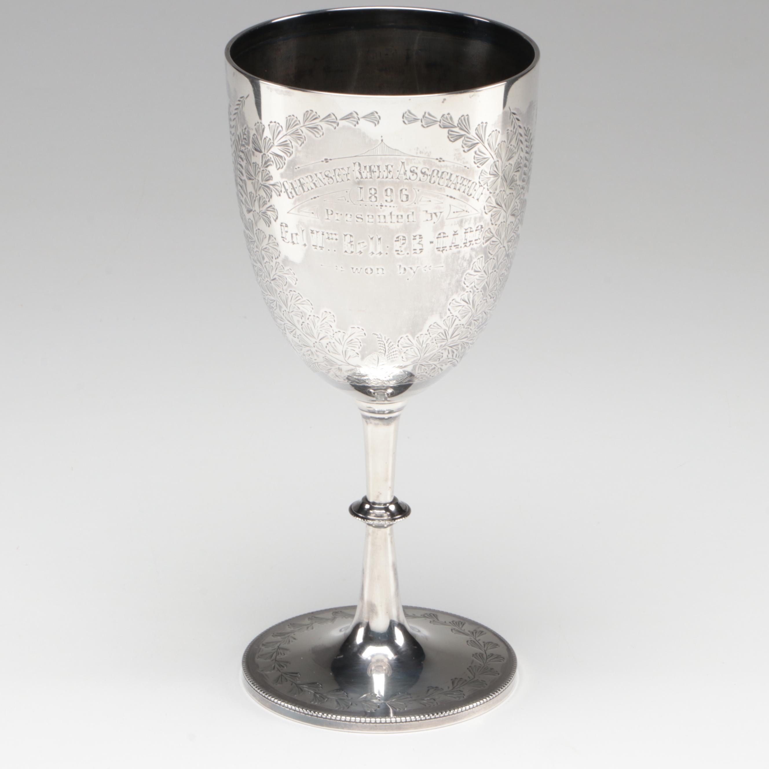 Robert Pringle & Sons Chased Sterling Silver Trophy Goblet, 1896