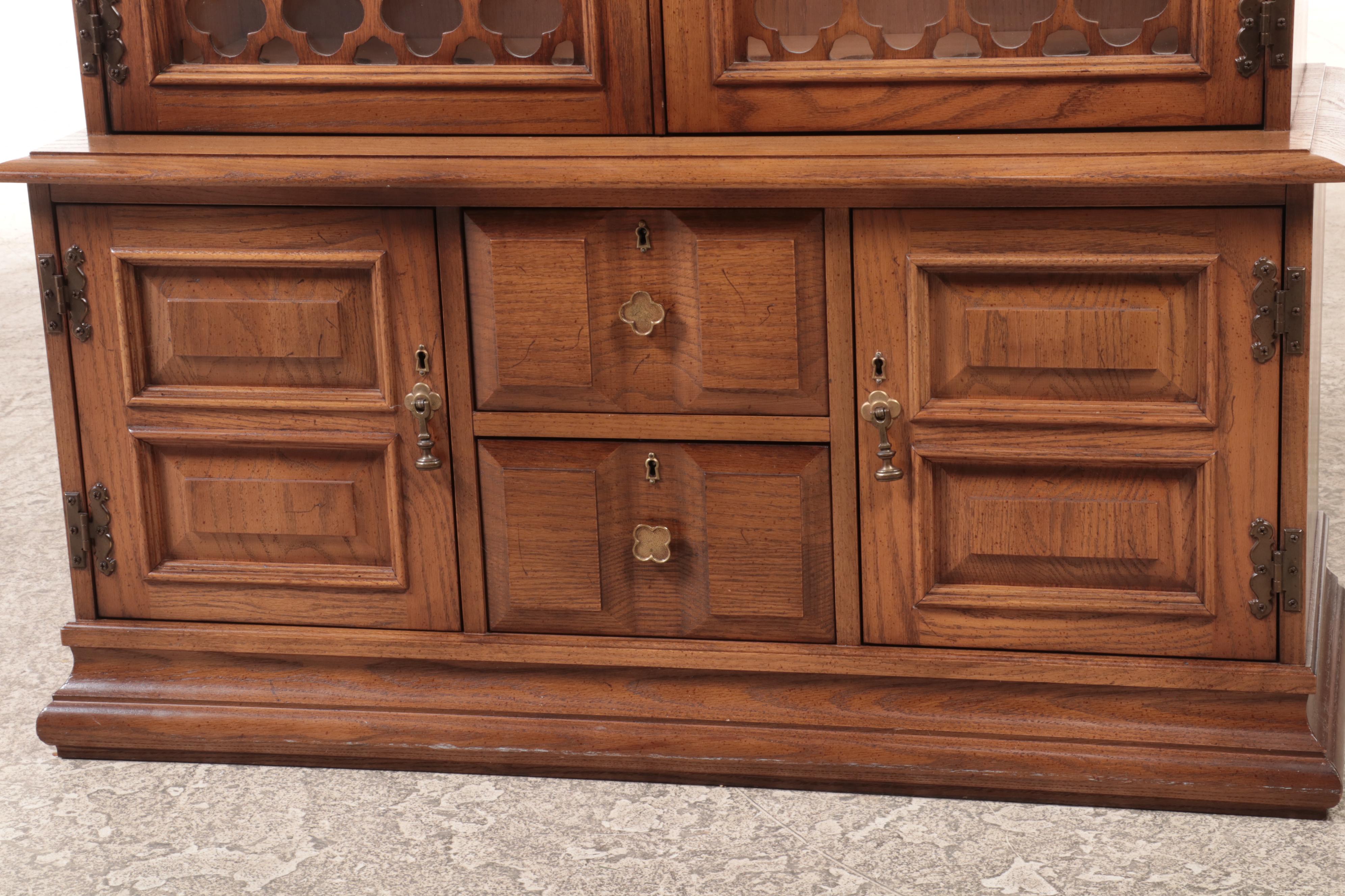 Jasper Cabinet Gothic Style Oak Gun Display Cabinet, Mid to Late 20th Century