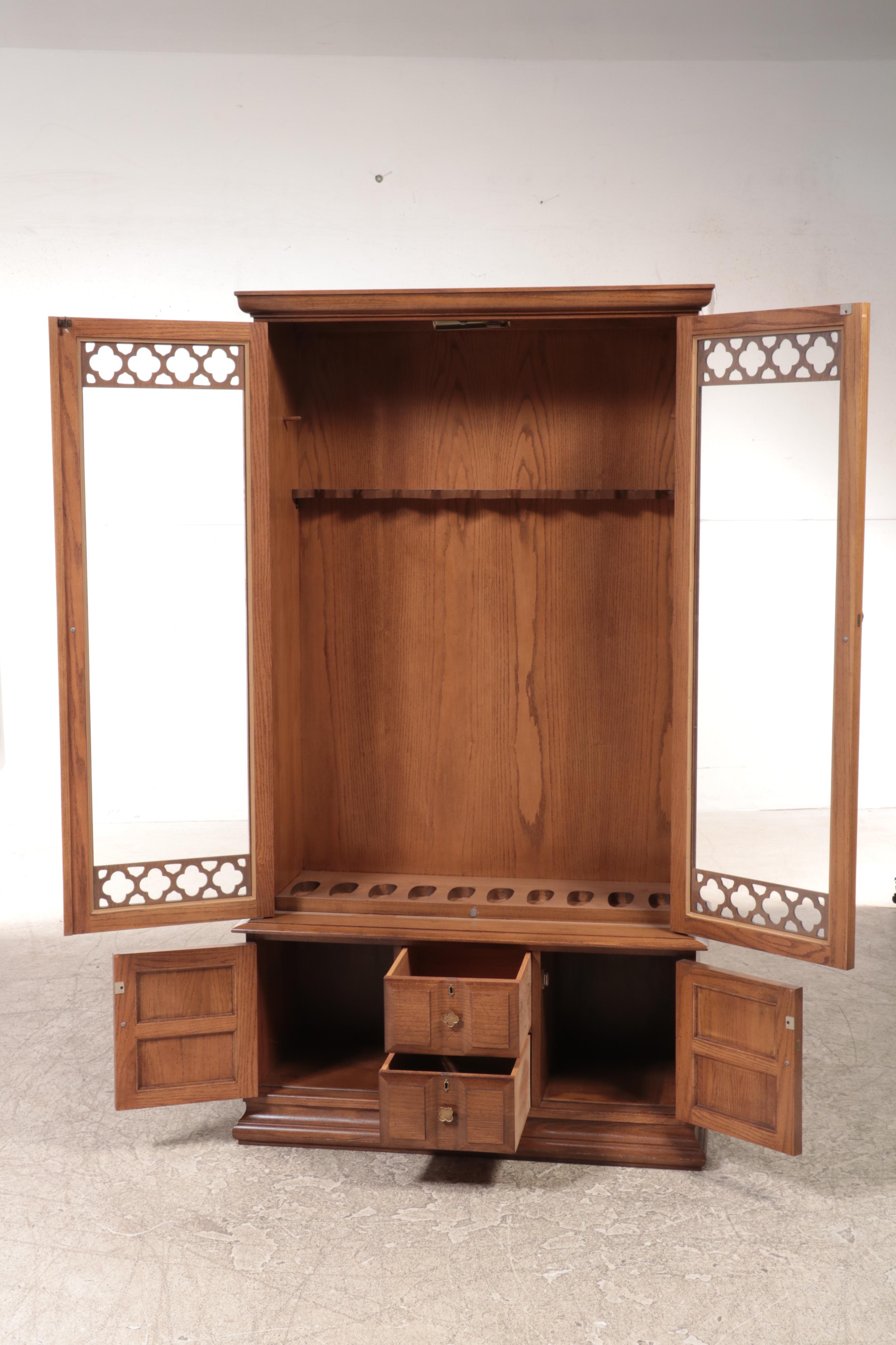 Jasper Cabinet Gothic Style Oak Gun Display Cabinet, Mid to Late 20th Century