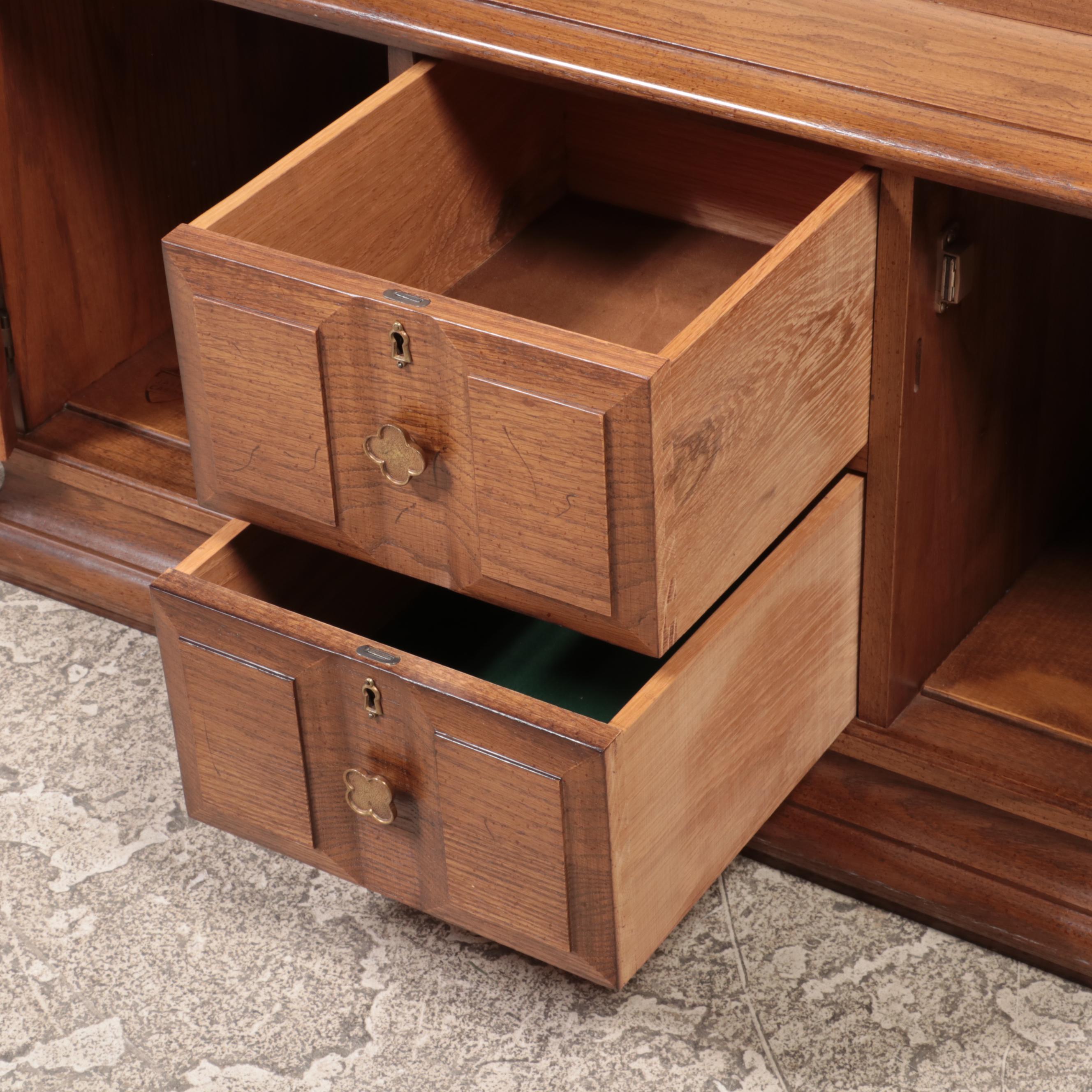 Jasper Cabinet Gothic Style Oak Gun Display Cabinet, Mid to Late 20th Century