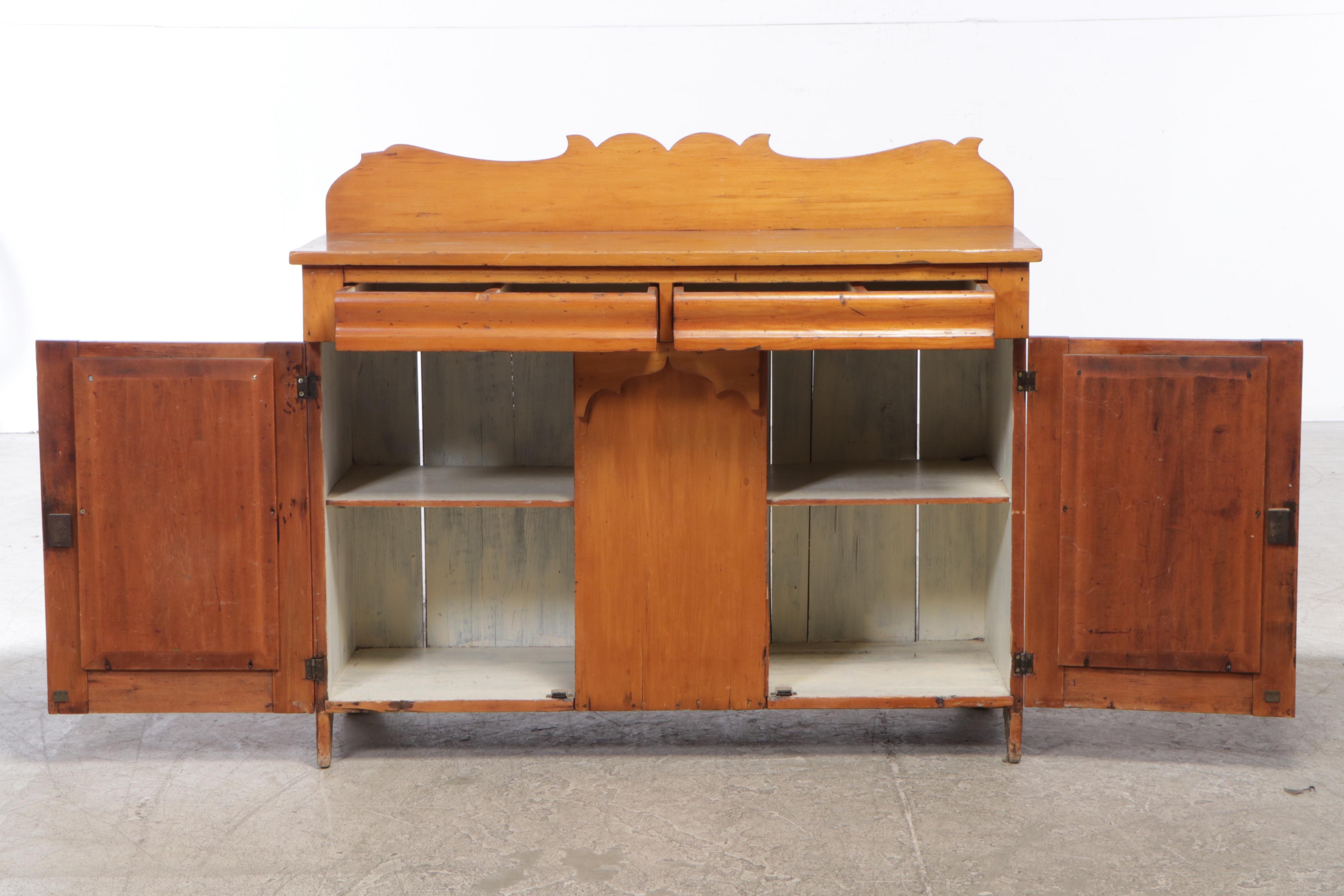 American Empire Poplar Sideboard, inscribed "Joseph Amey", Mid-19th Century