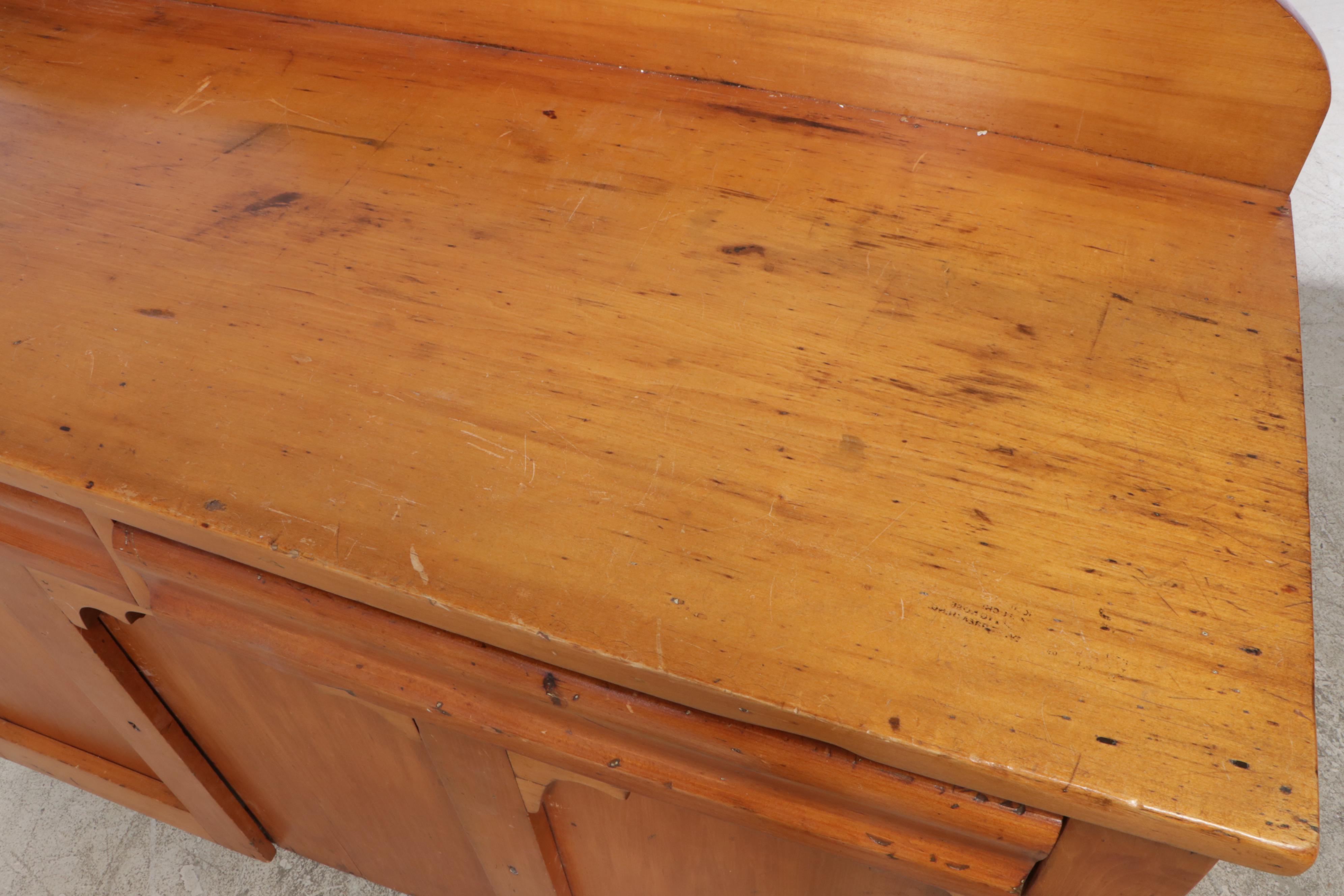 American Empire Poplar Sideboard, inscribed "Joseph Amey", Mid-19th Century