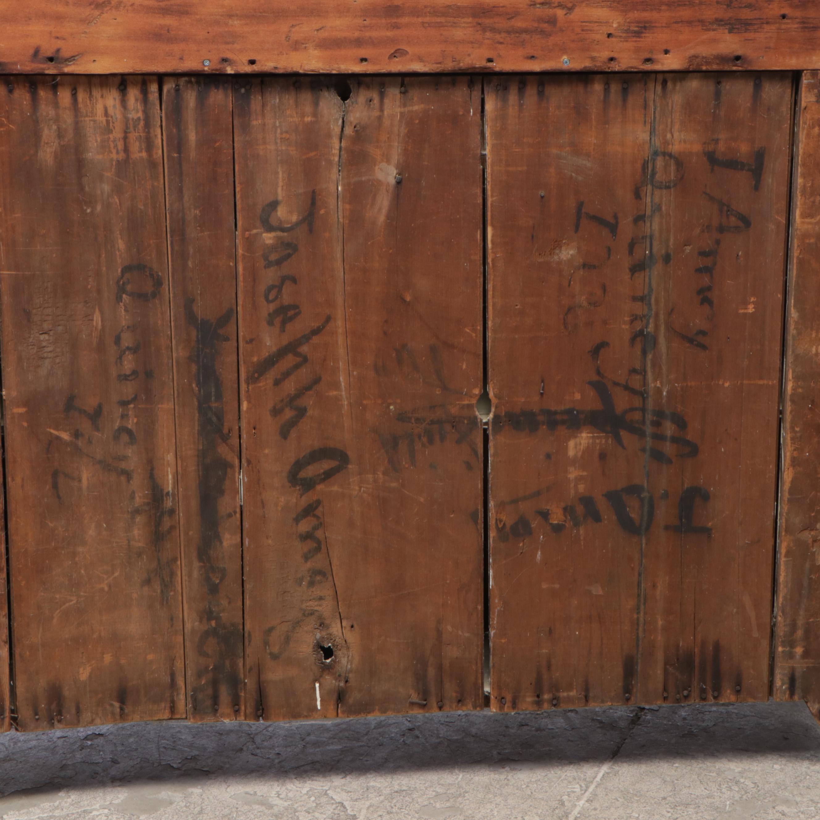 American Empire Poplar Sideboard, inscribed "Joseph Amey", Mid-19th Century