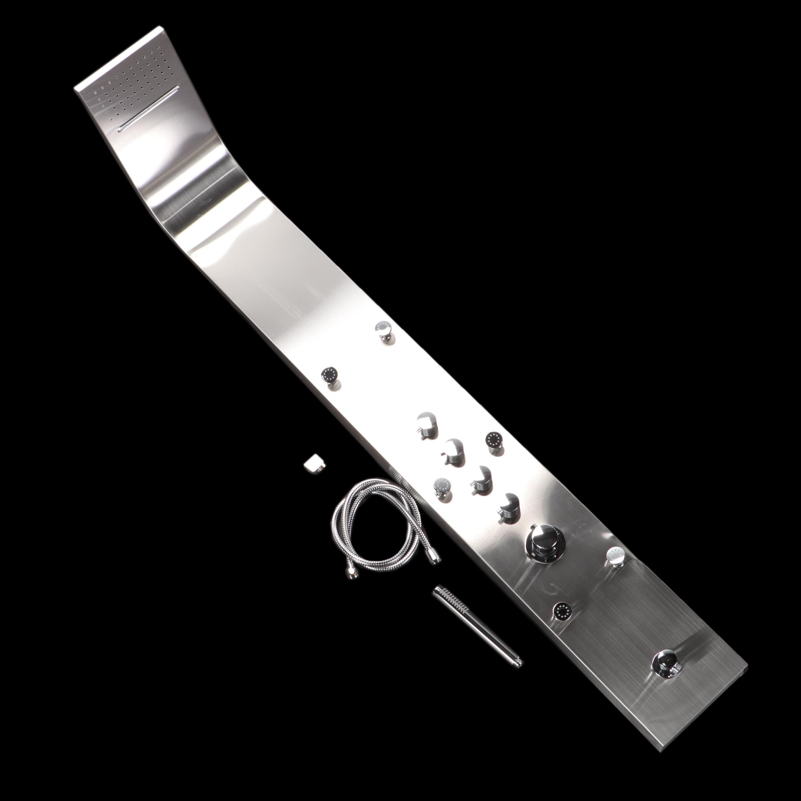 Contemporary Stainless Steel Thermostatic Shower Panel With Six Body Sprays