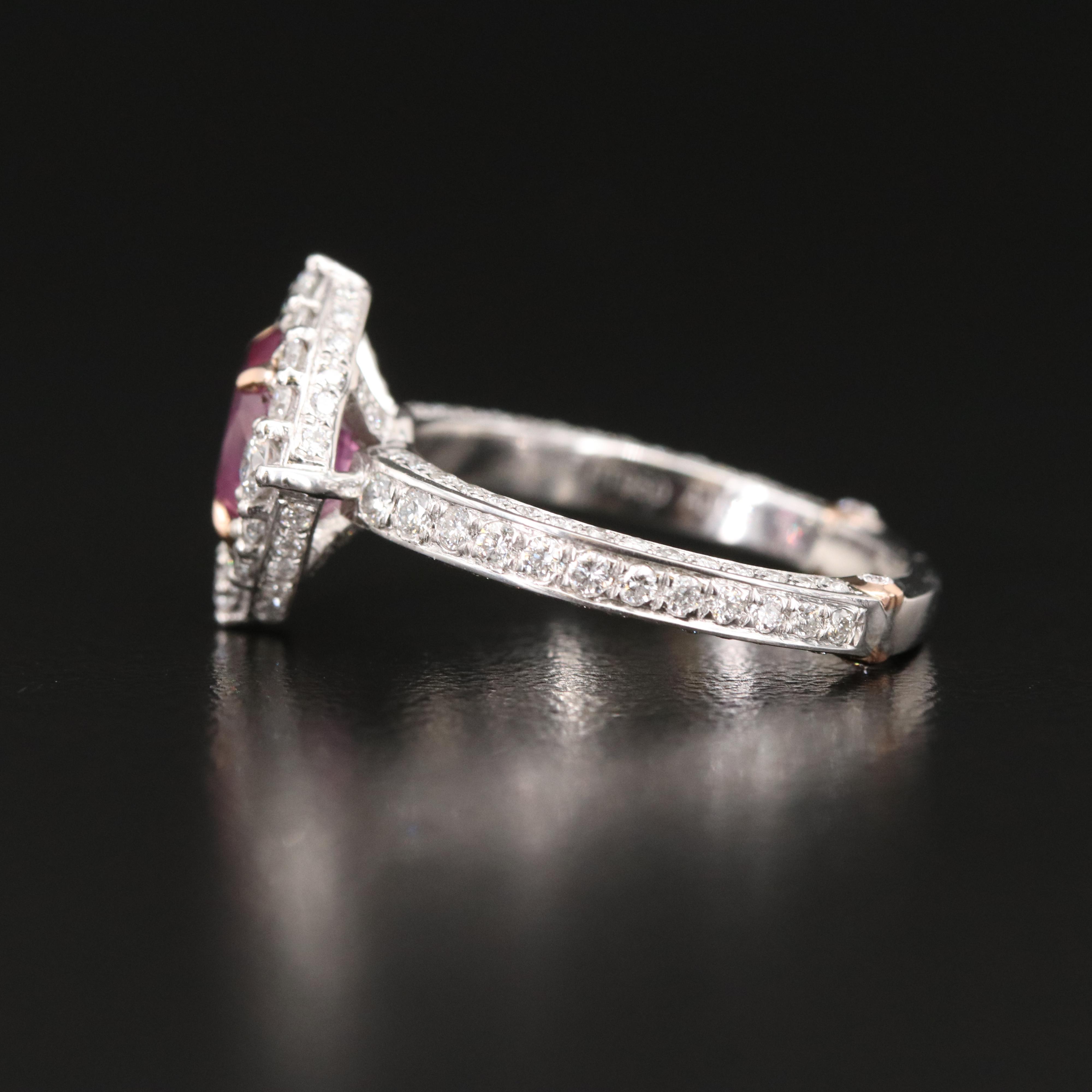 Platinum 2.14 CT Padparadscha Sapphire and Diamond Ring with GIA Report