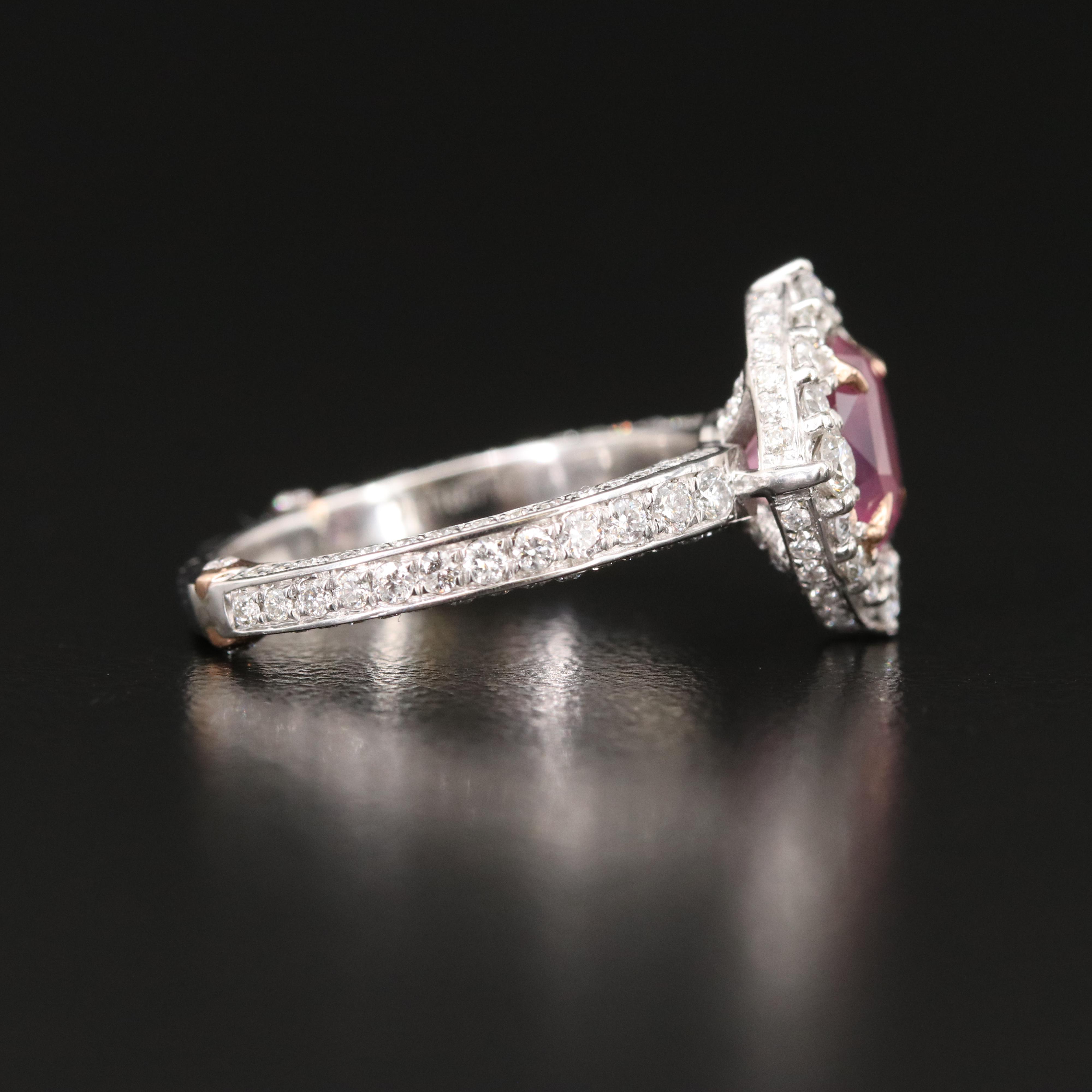 Platinum 2.14 CT Padparadscha Sapphire and Diamond Ring with GIA Report