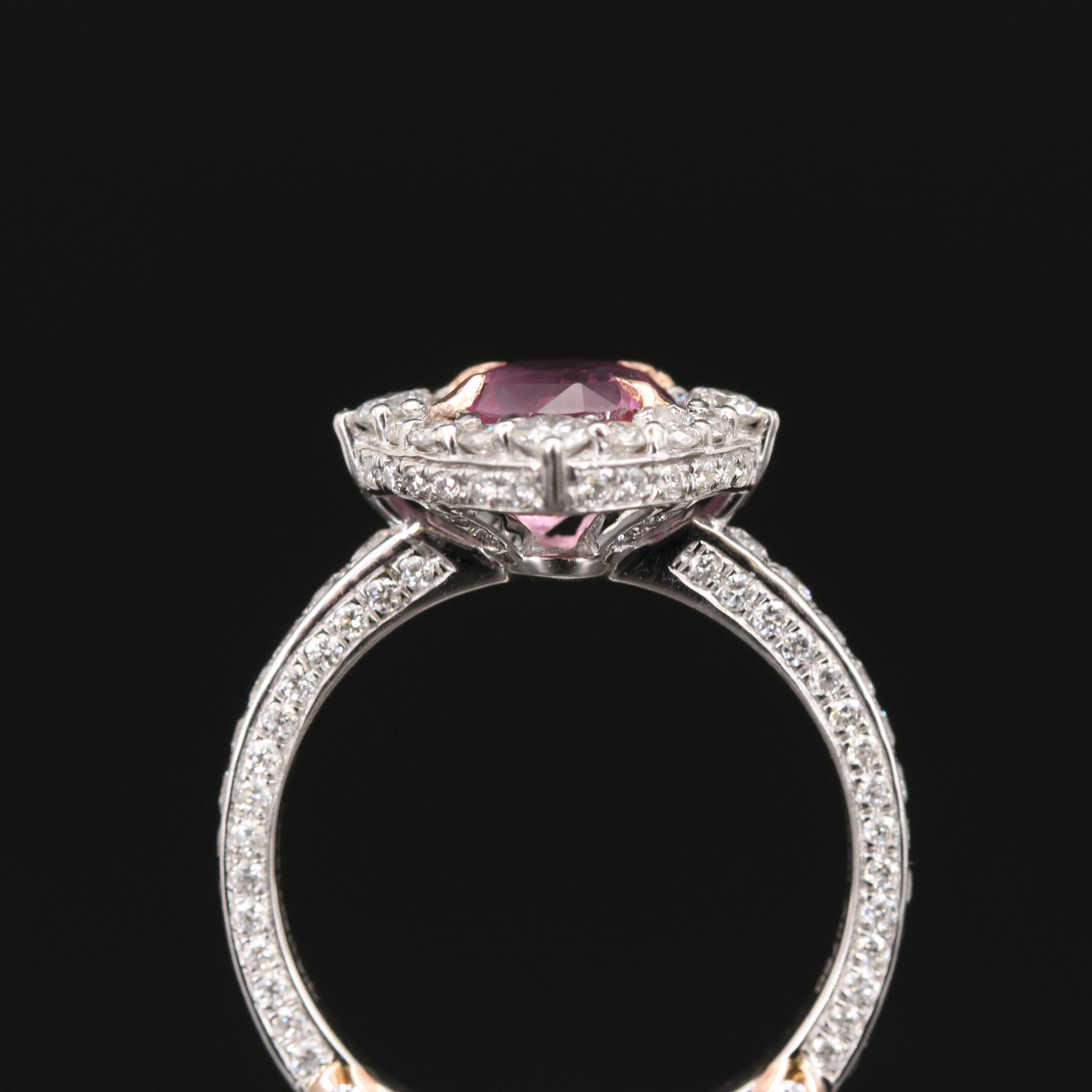 Platinum 2.14 CT Padparadscha Sapphire and Diamond Ring with GIA Report