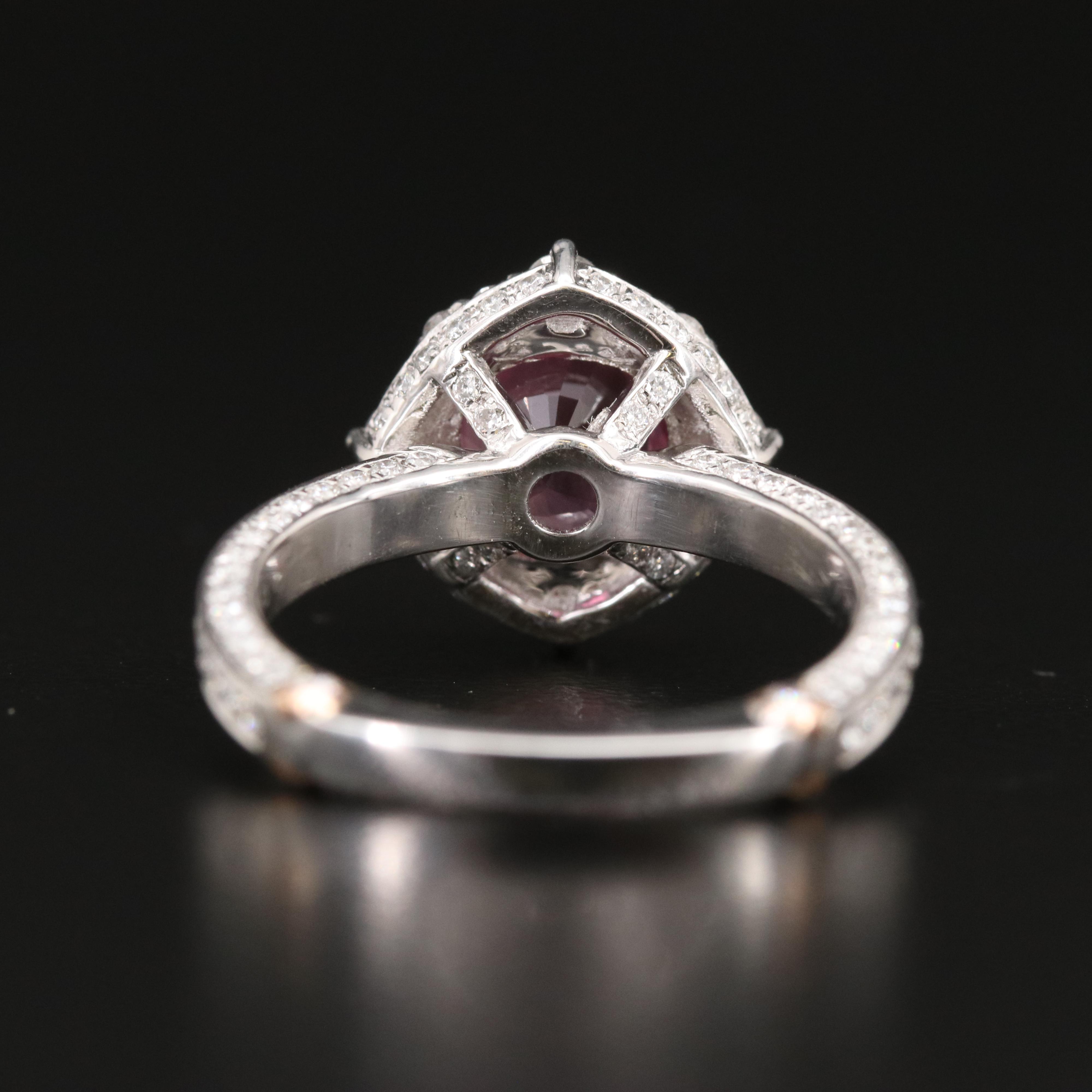 Platinum 2.14 CT Padparadscha Sapphire and Diamond Ring with GIA Report