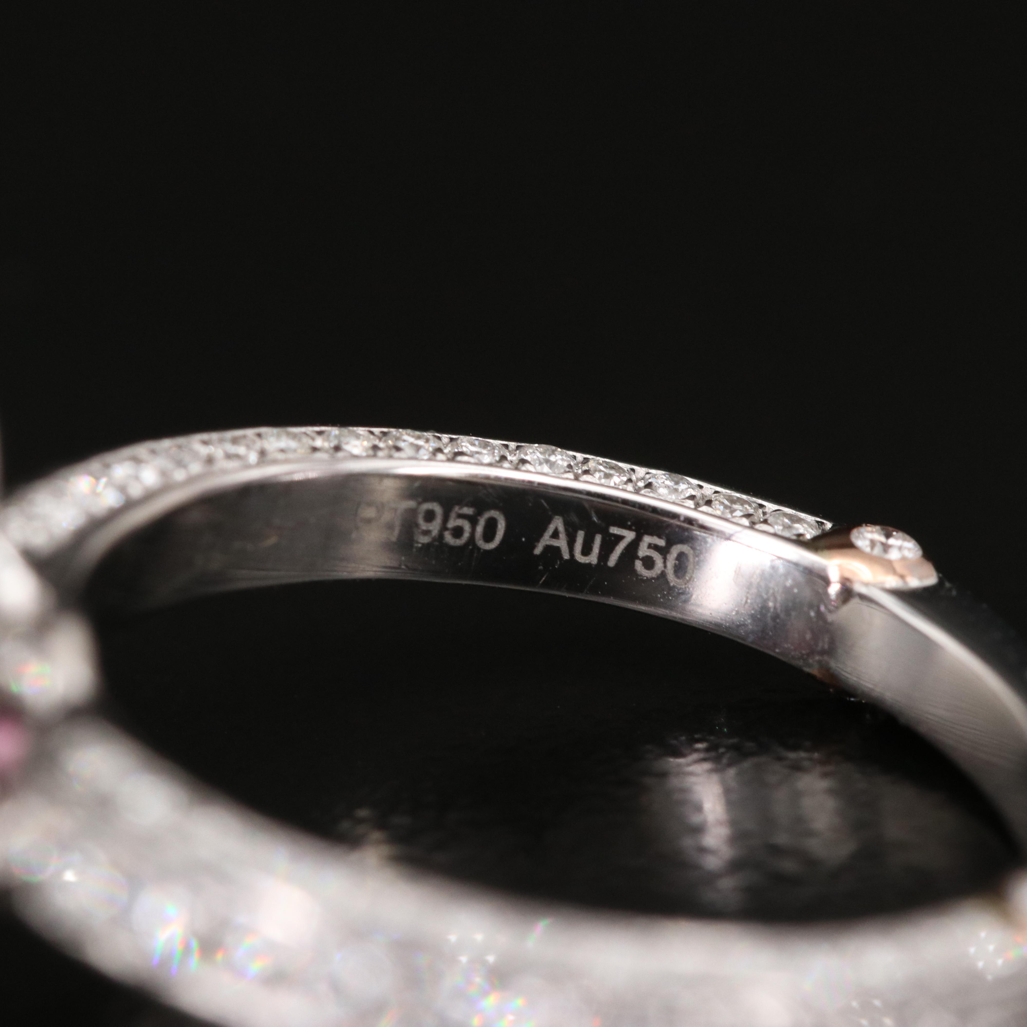 Platinum 2.14 CT Padparadscha Sapphire and Diamond Ring with GIA Report