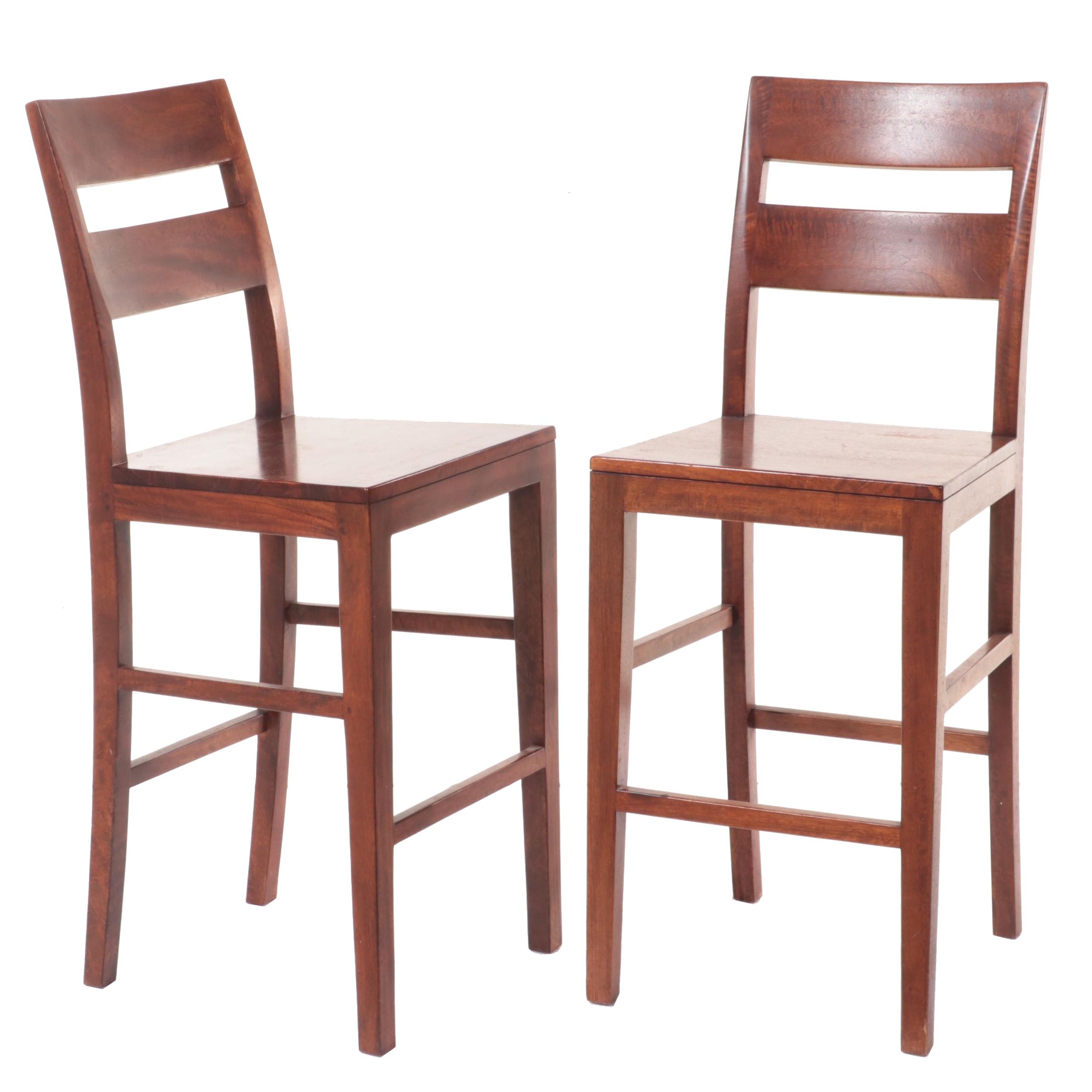 Pair of Crate & Barrel Hardwood Bar Stools