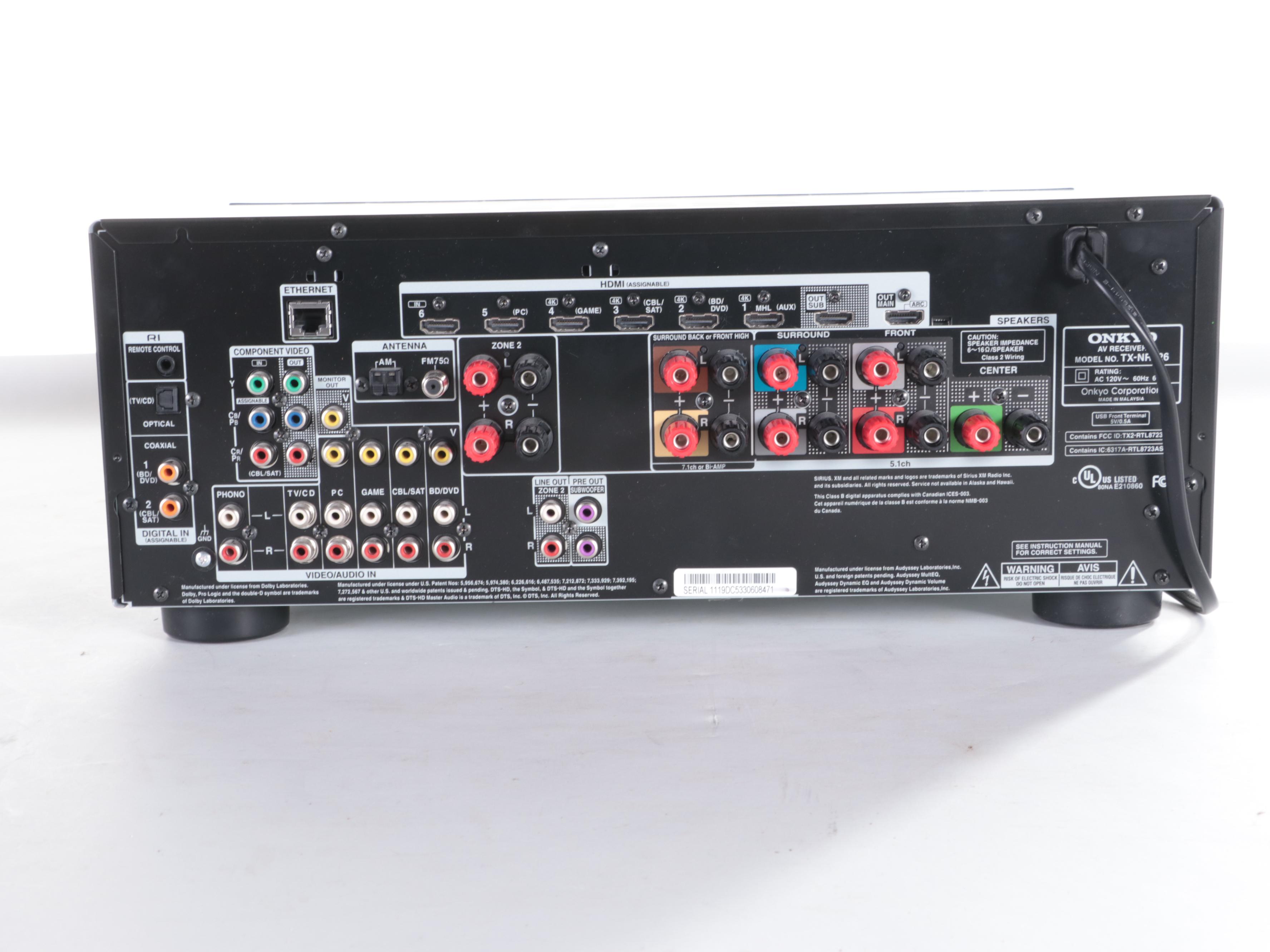 Onkyo TX-NR26 AV Receiver with Klipsch Energy Power 10 Sub Speaker