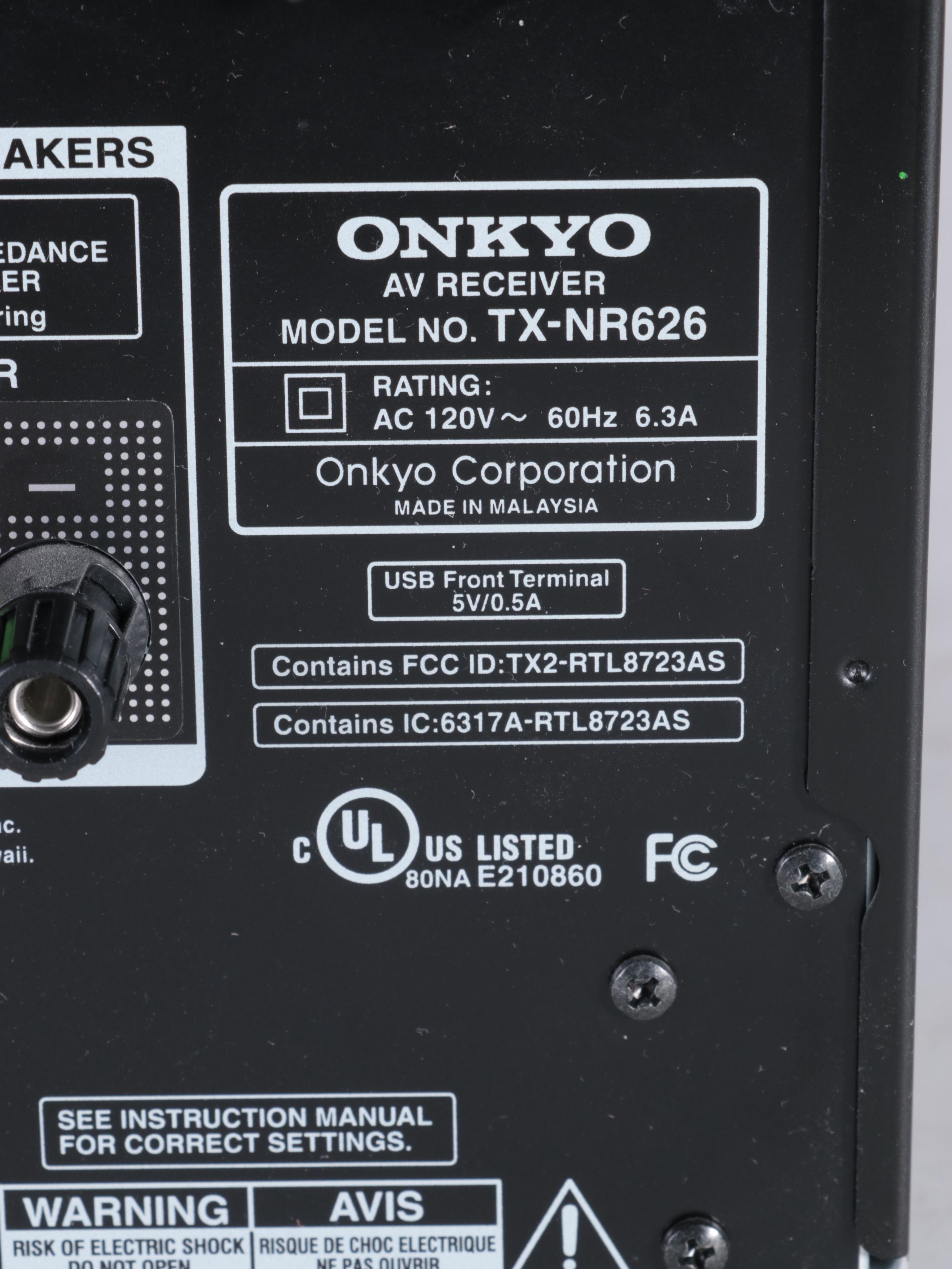 Onkyo TX-NR26 AV Receiver with Klipsch Energy Power 10 Sub Speaker