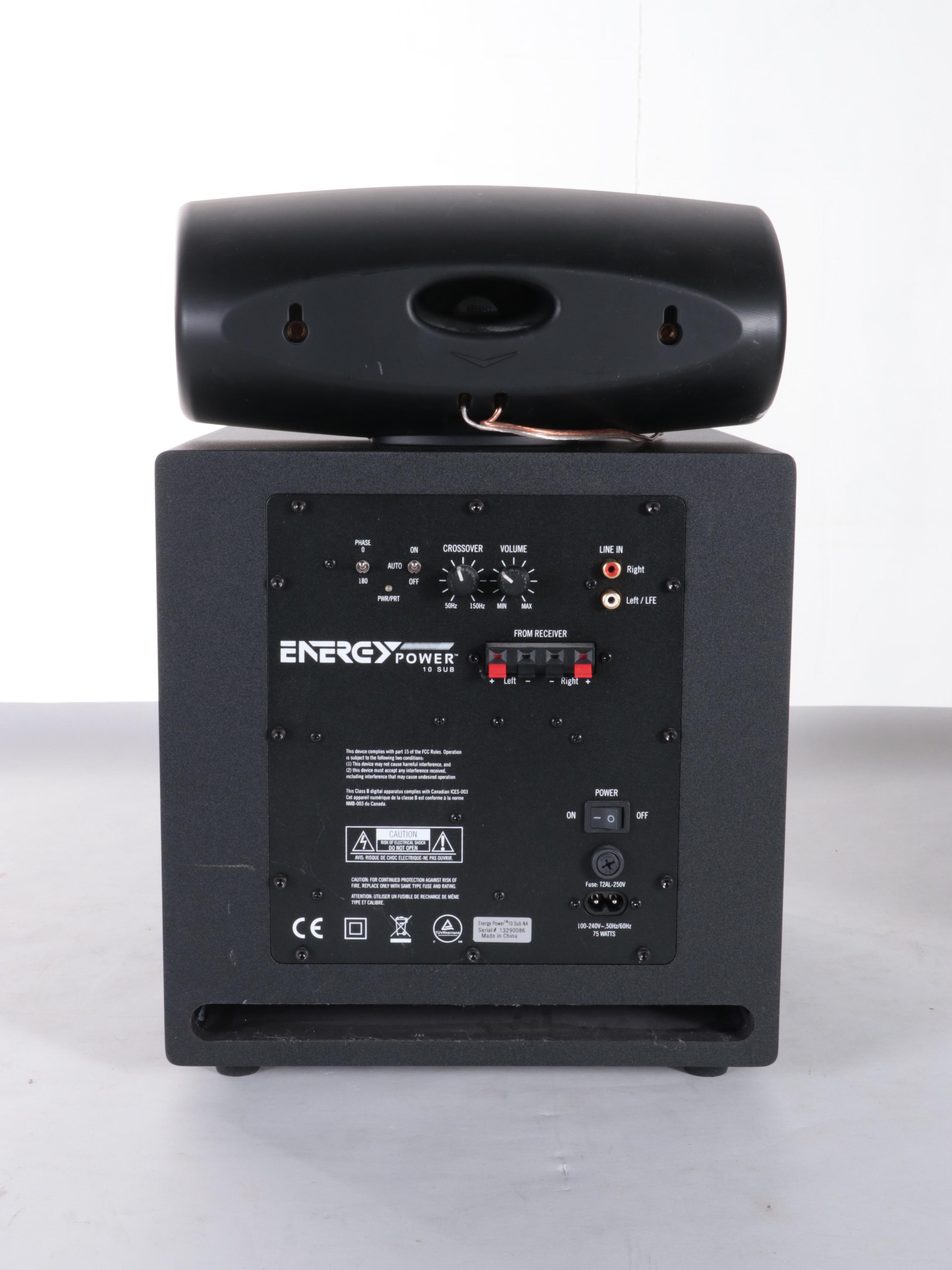 Onkyo TX-NR26 AV Receiver with Klipsch Energy Power 10 Sub Speaker