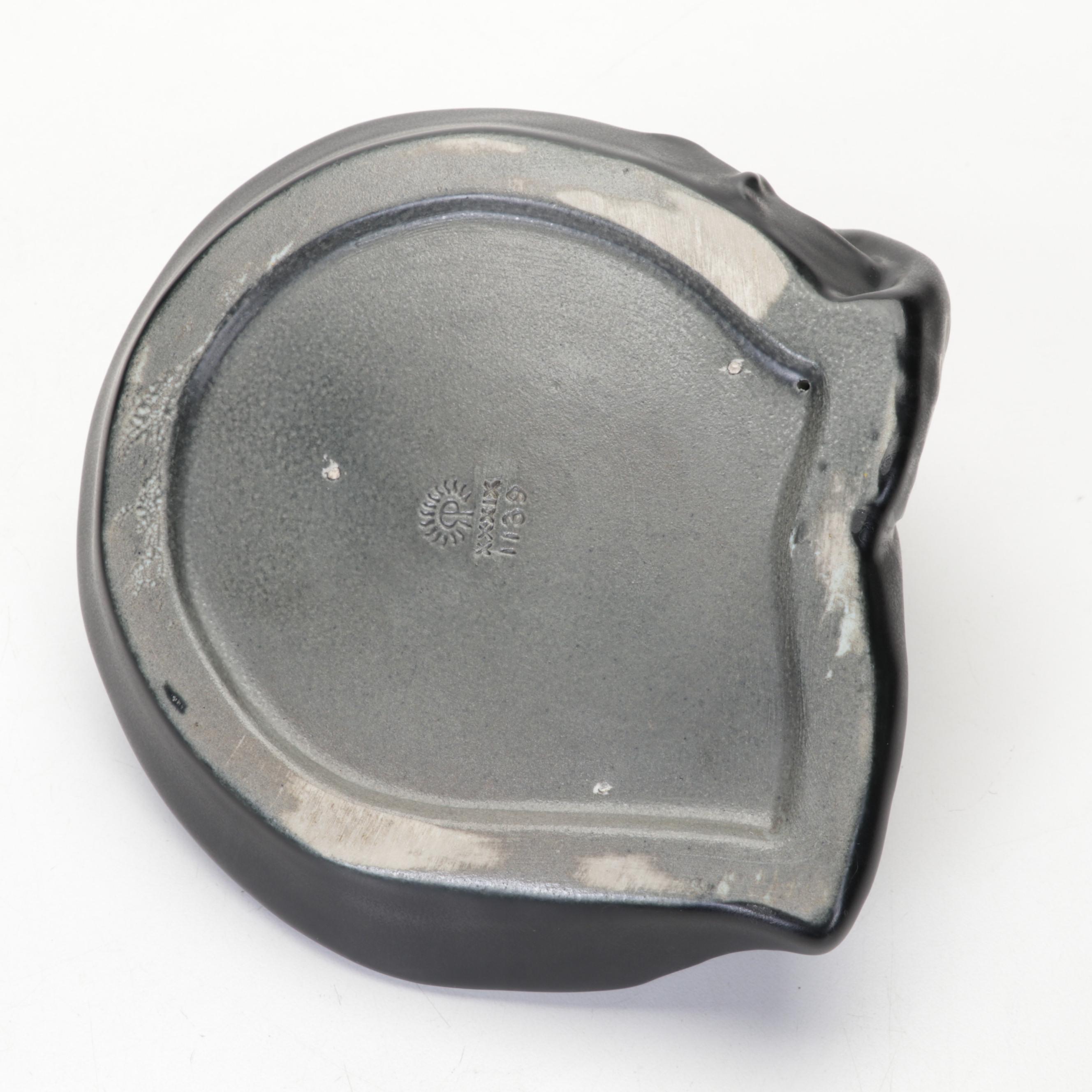 Rookwood Pottery Matte Black Raven Pin Dish, 1939