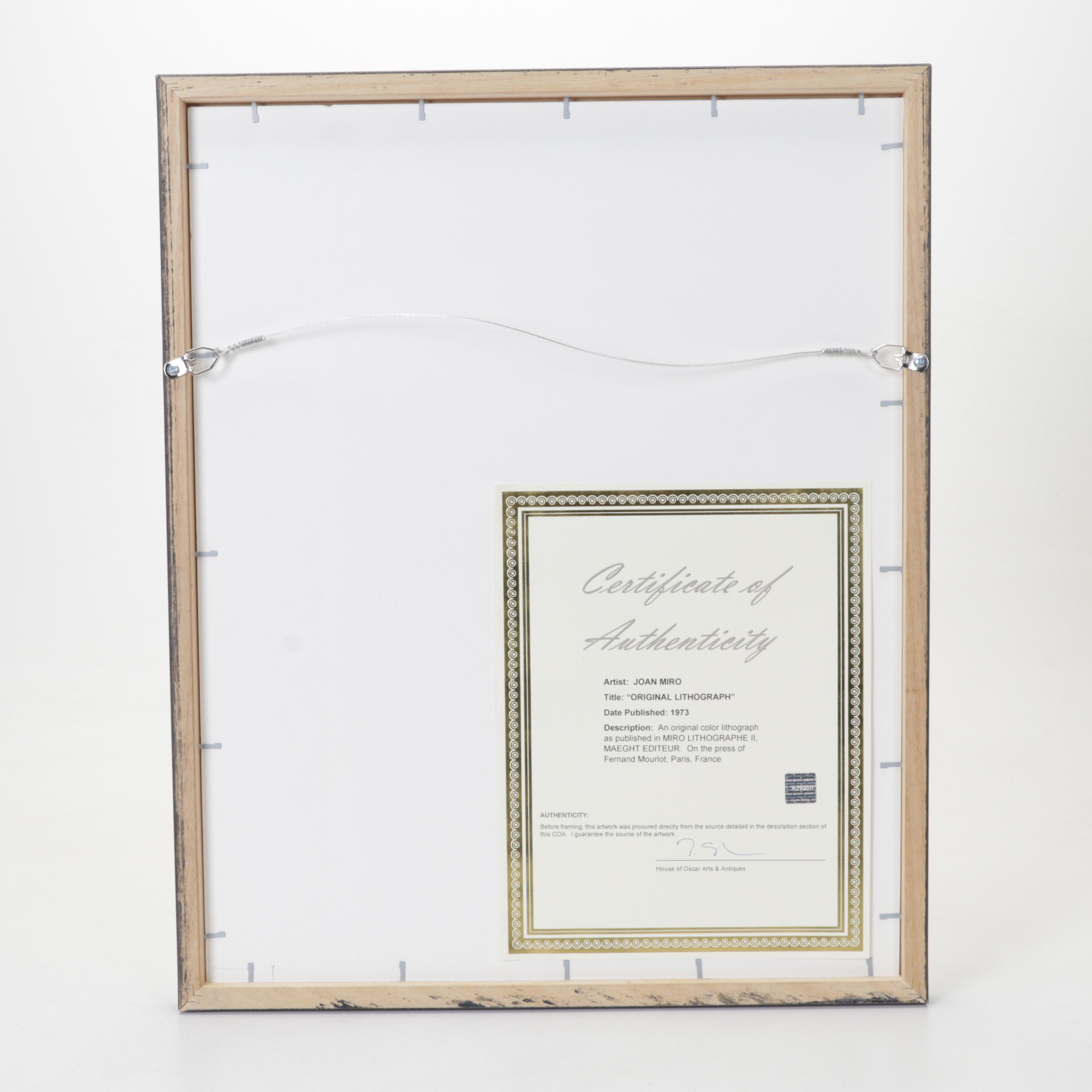 Joan Miró Color Lithograph From "Miró Lithographe II," 1975