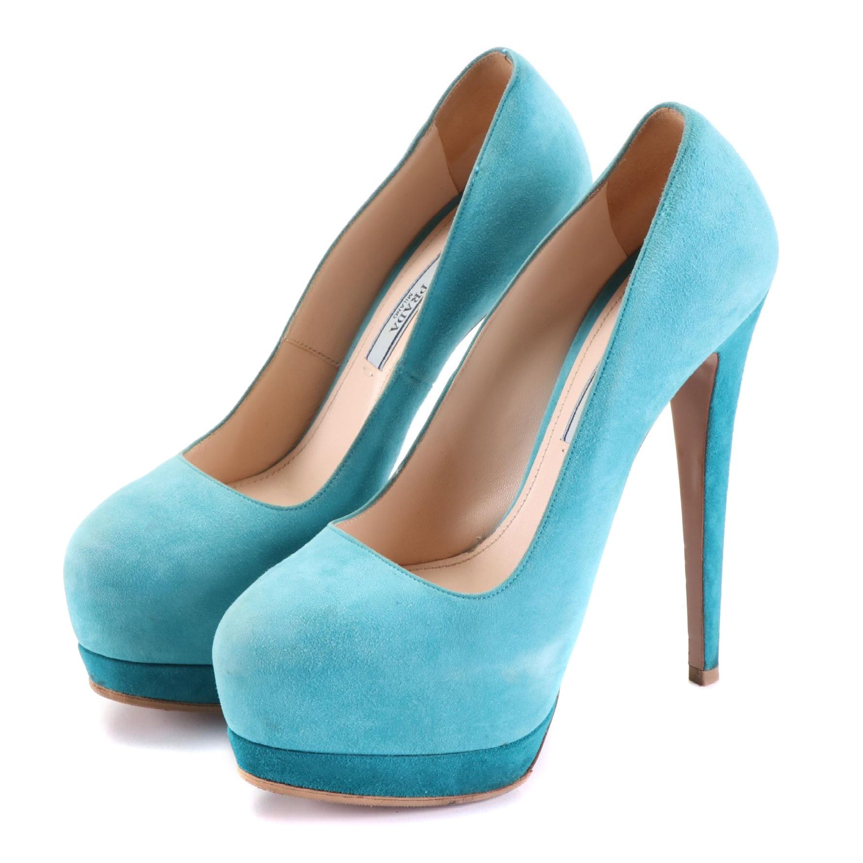 Prada Suede Platform Pumps with Box