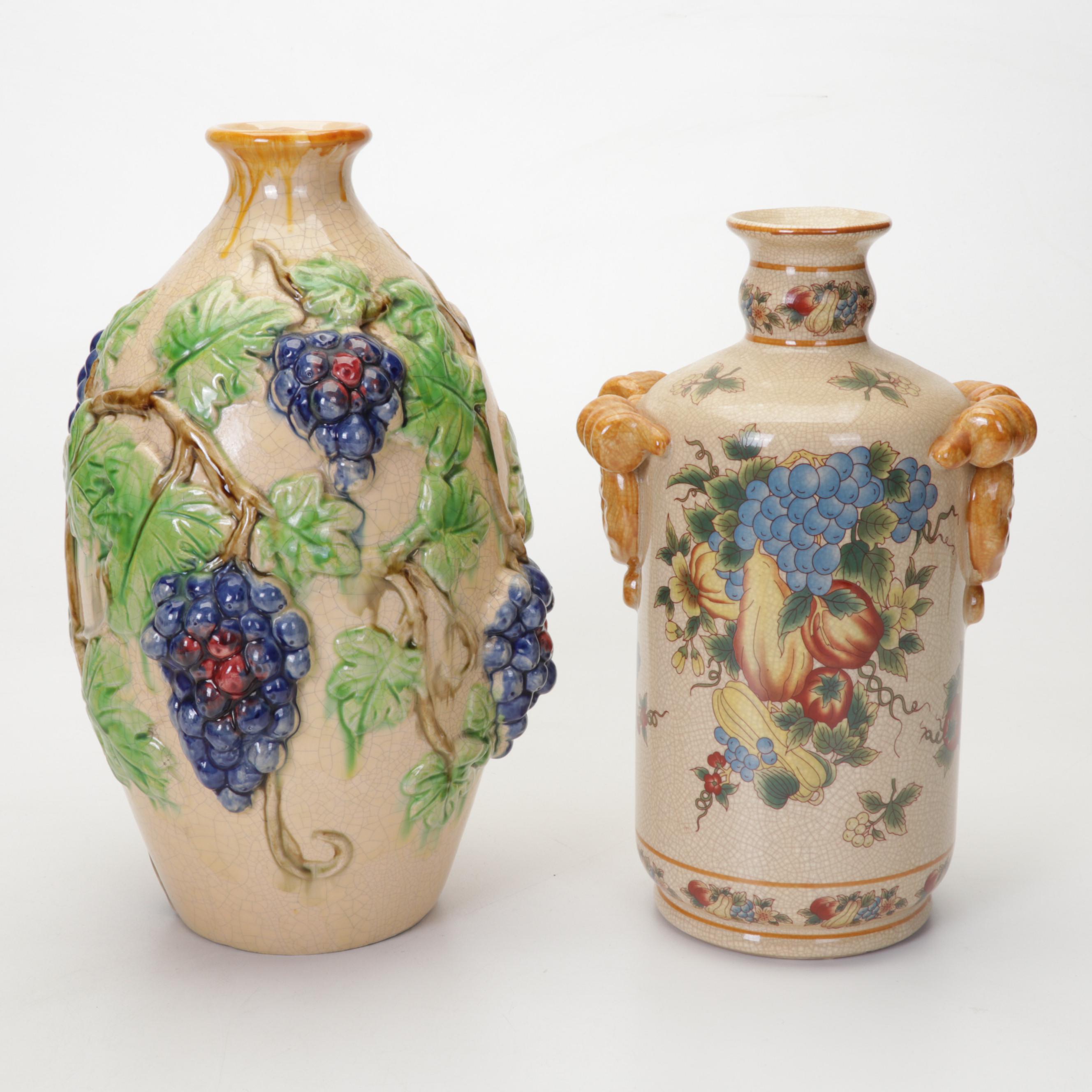 Fruit and Floral Ceramic Vase and Canister Collection