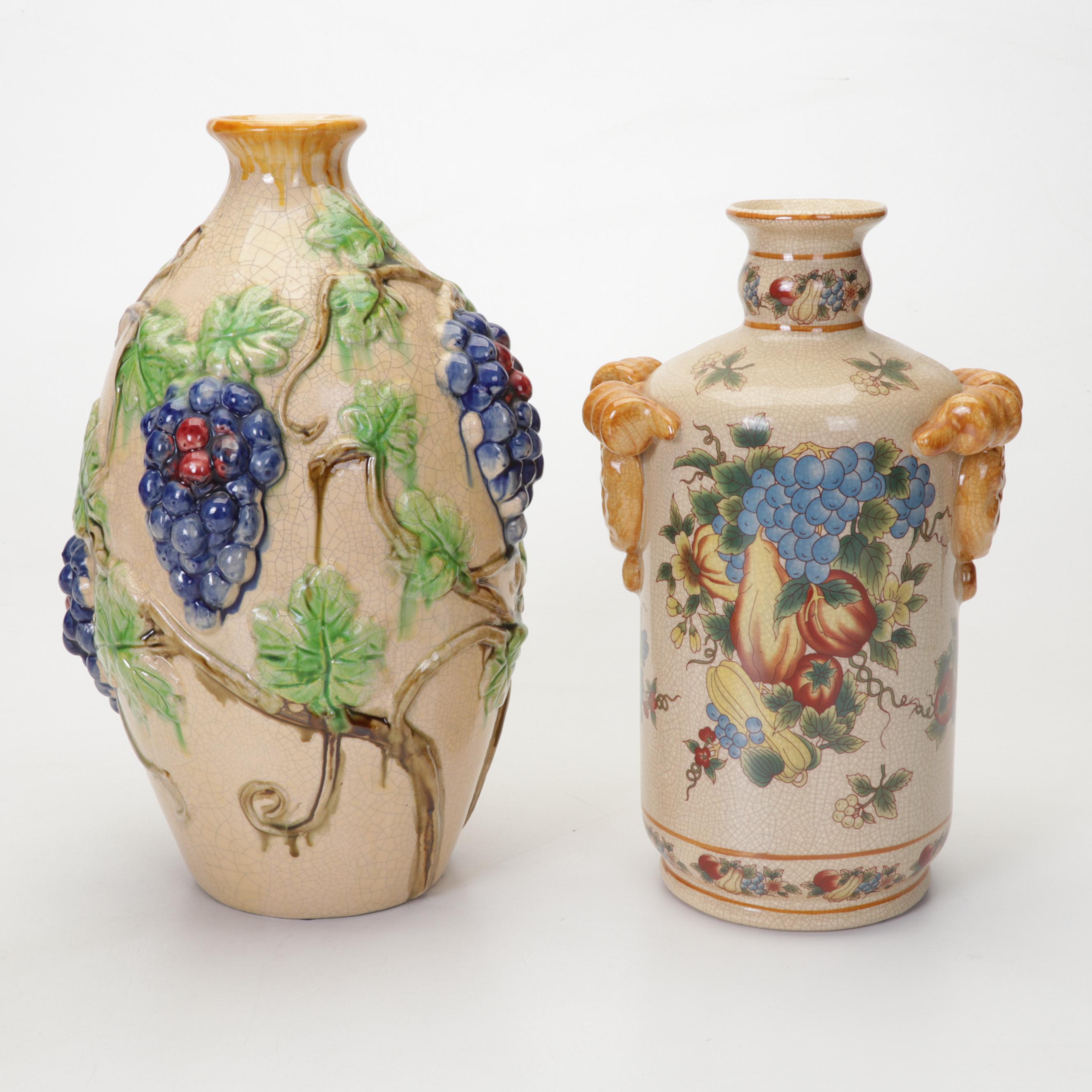 Fruit and Floral Ceramic Vase and Canister Collection