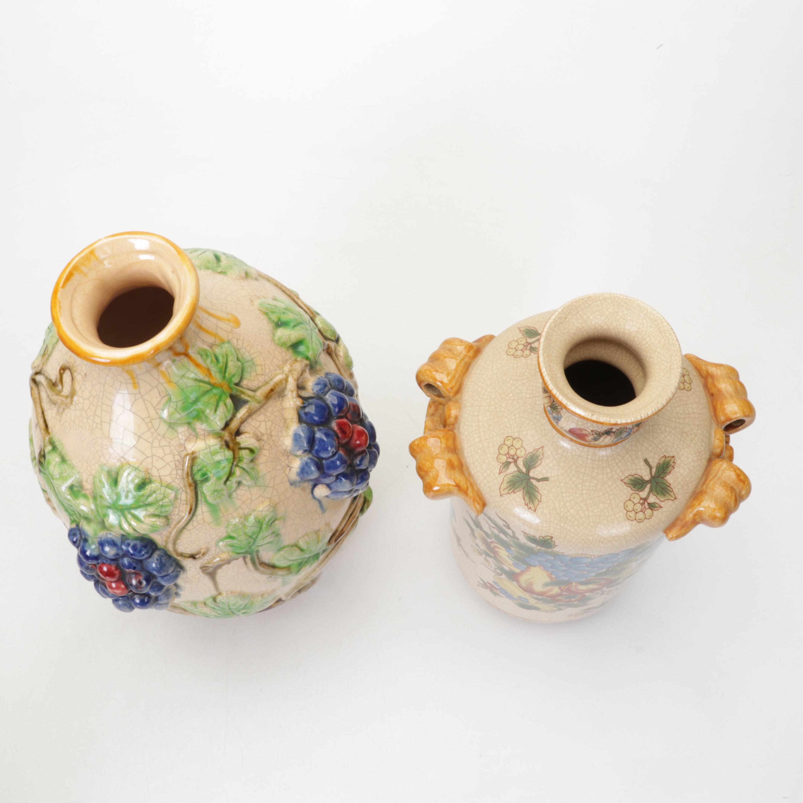 Fruit and Floral Ceramic Vase and Canister Collection