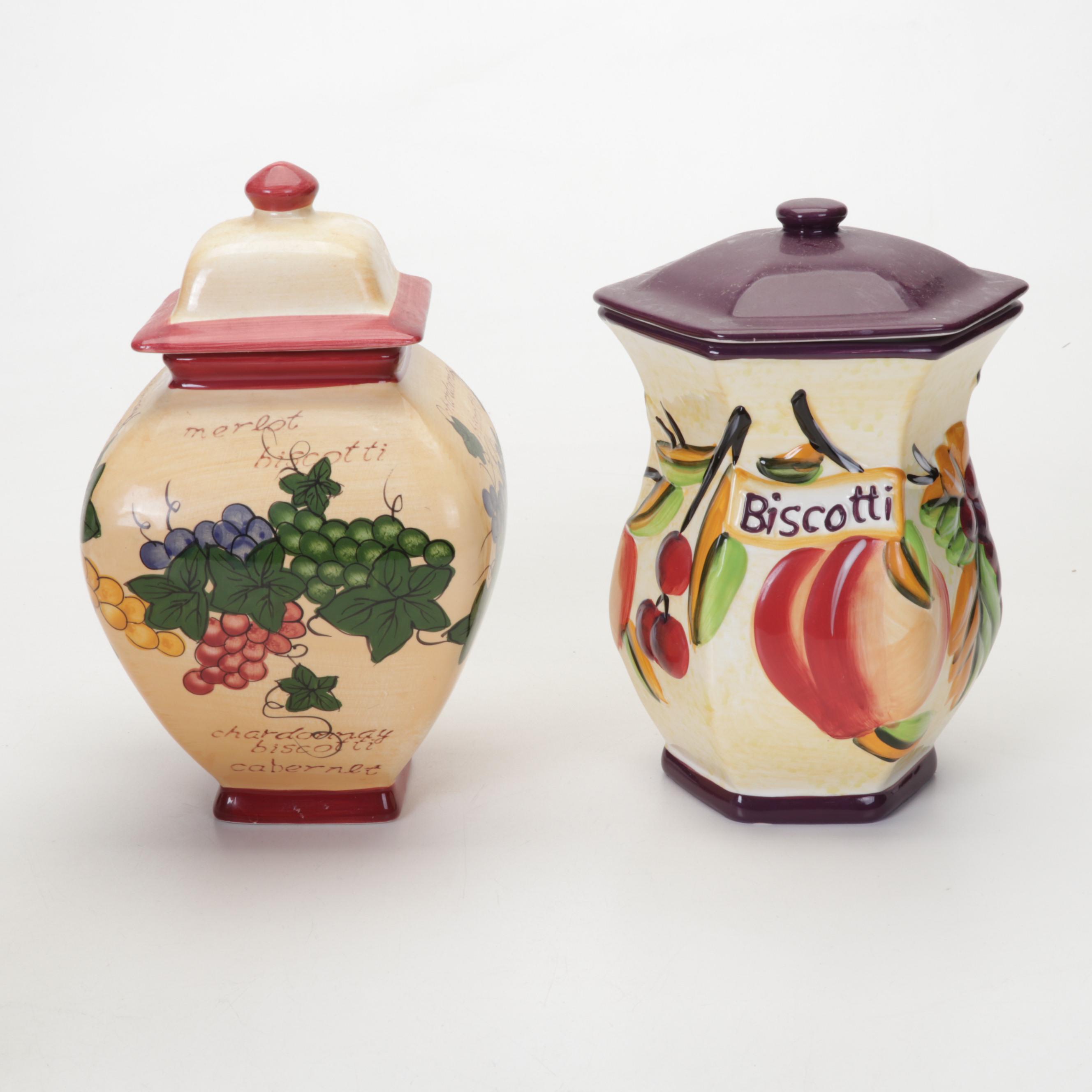 Fruit and Floral Ceramic Vase and Canister Collection