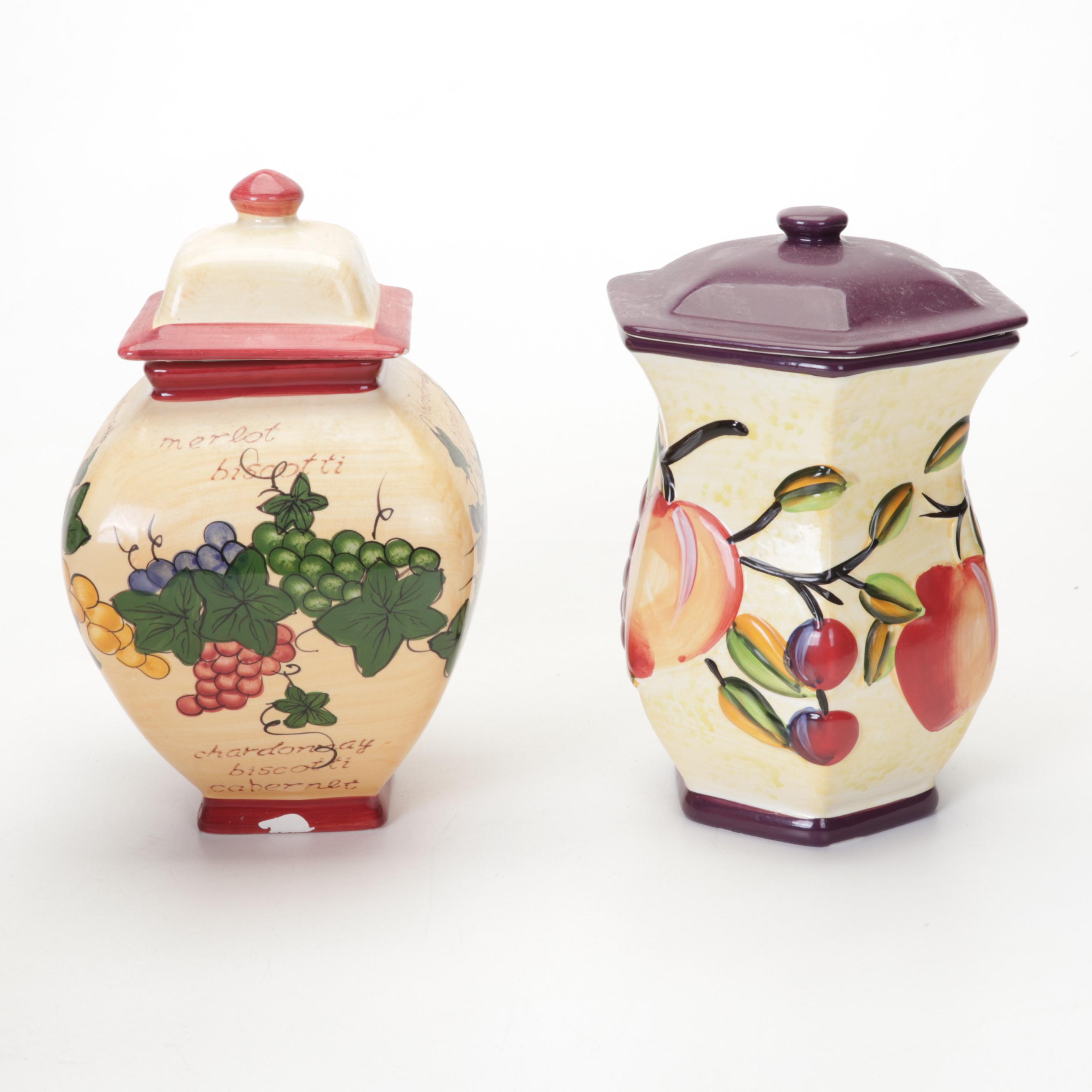 Fruit and Floral Ceramic Vase and Canister Collection