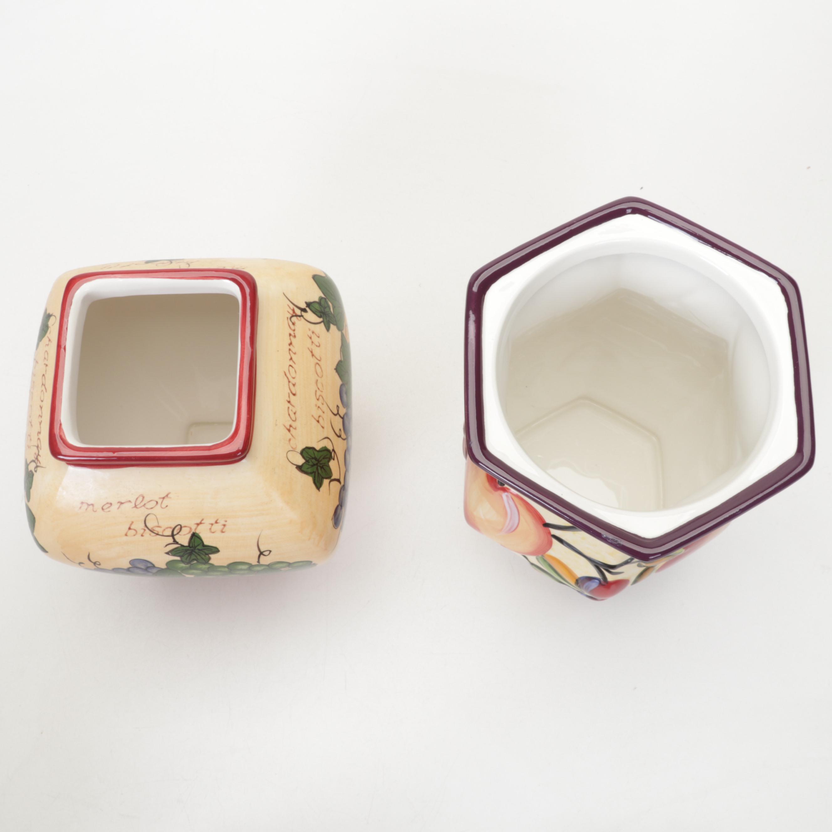 Fruit and Floral Ceramic Vase and Canister Collection