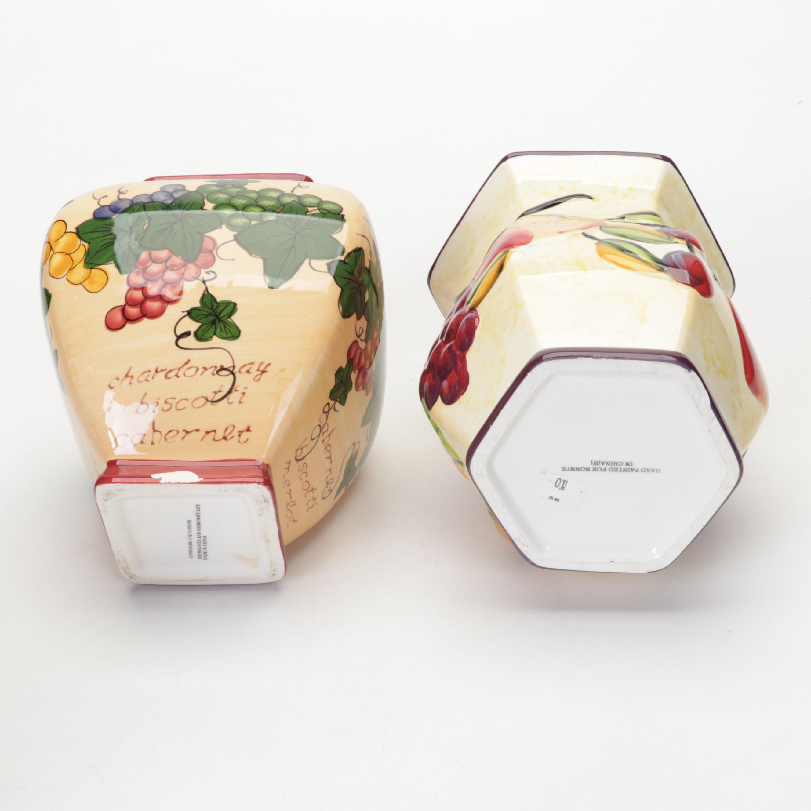 Fruit and Floral Ceramic Vase and Canister Collection