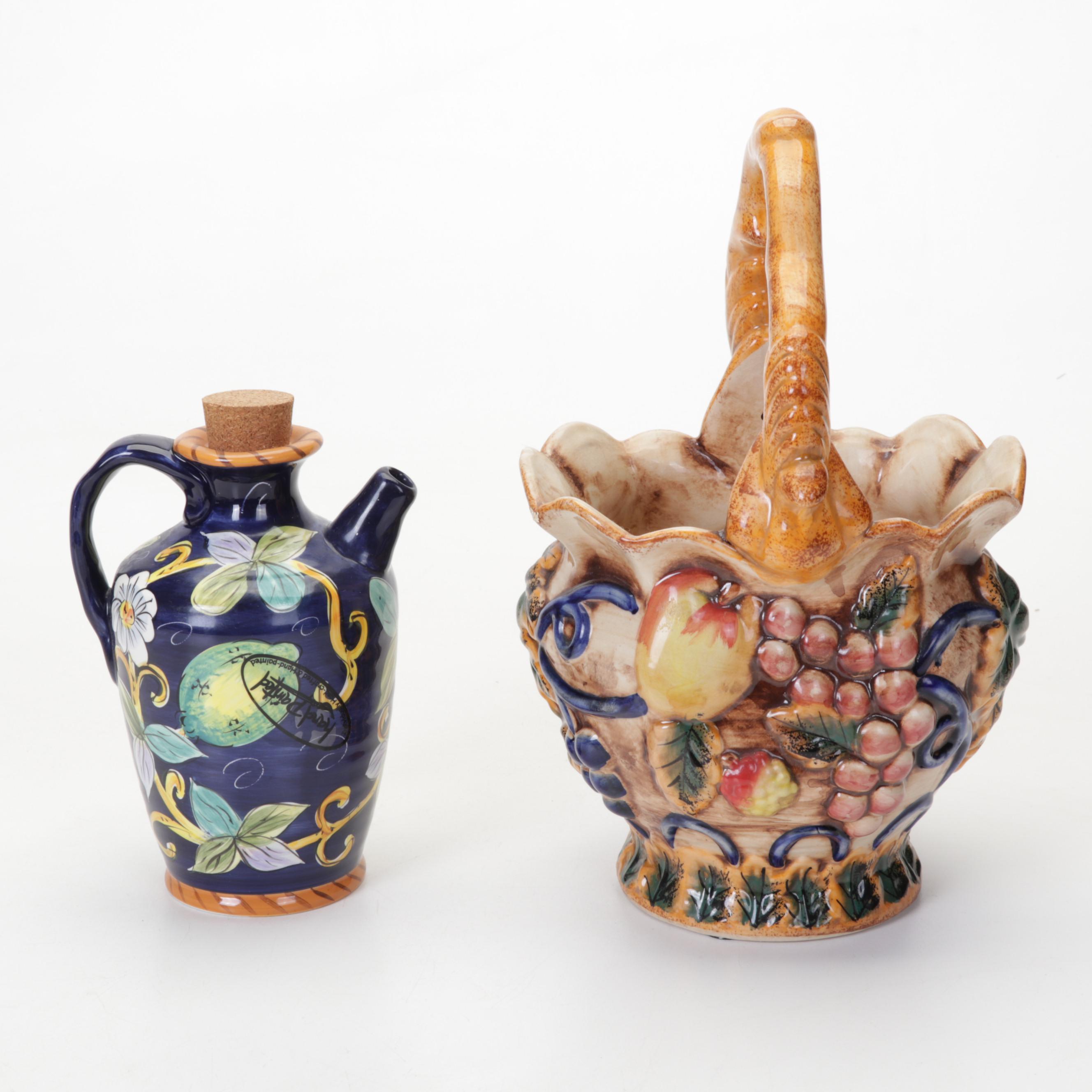 Fruit and Floral Ceramic Vase and Canister Collection