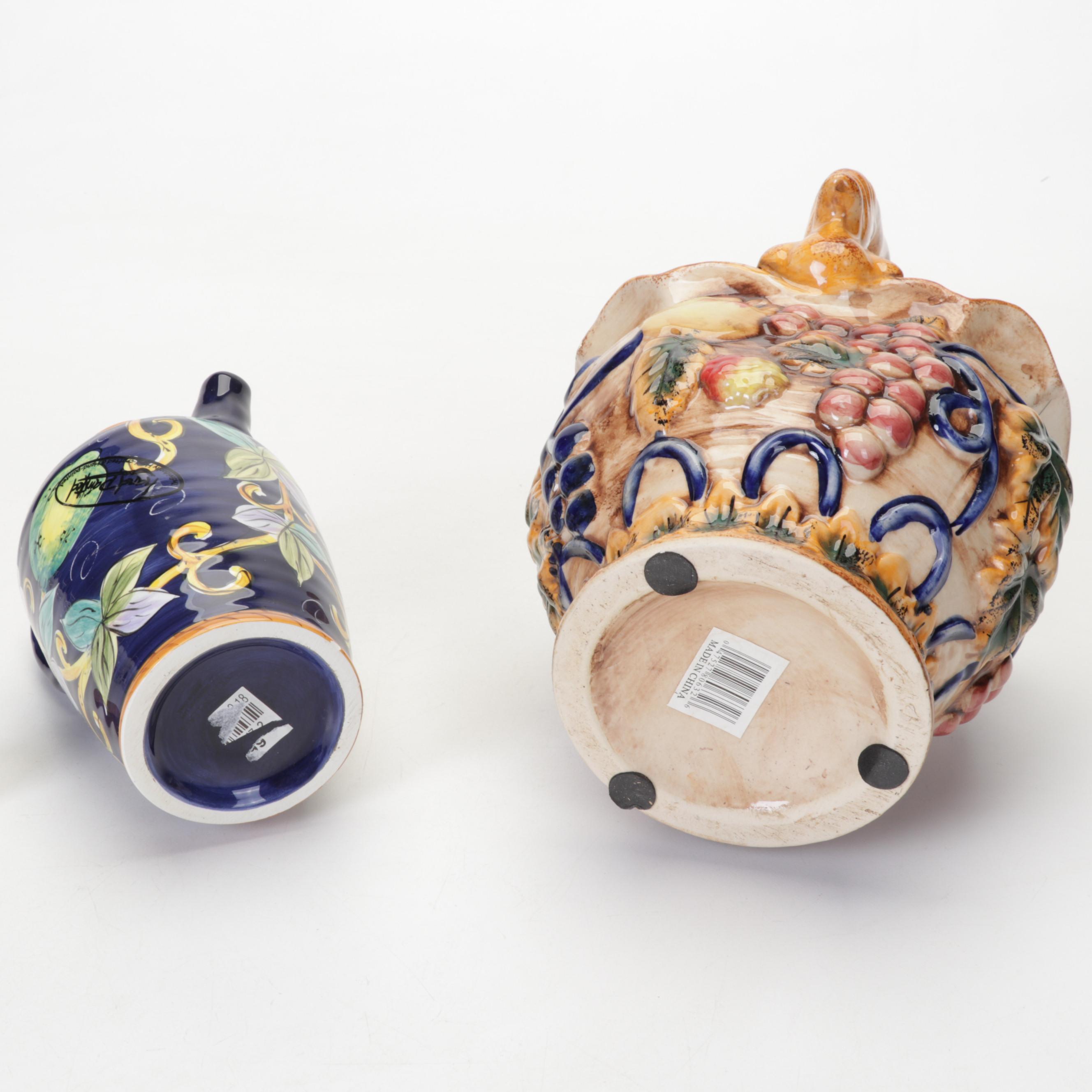 Fruit and Floral Ceramic Vase and Canister Collection