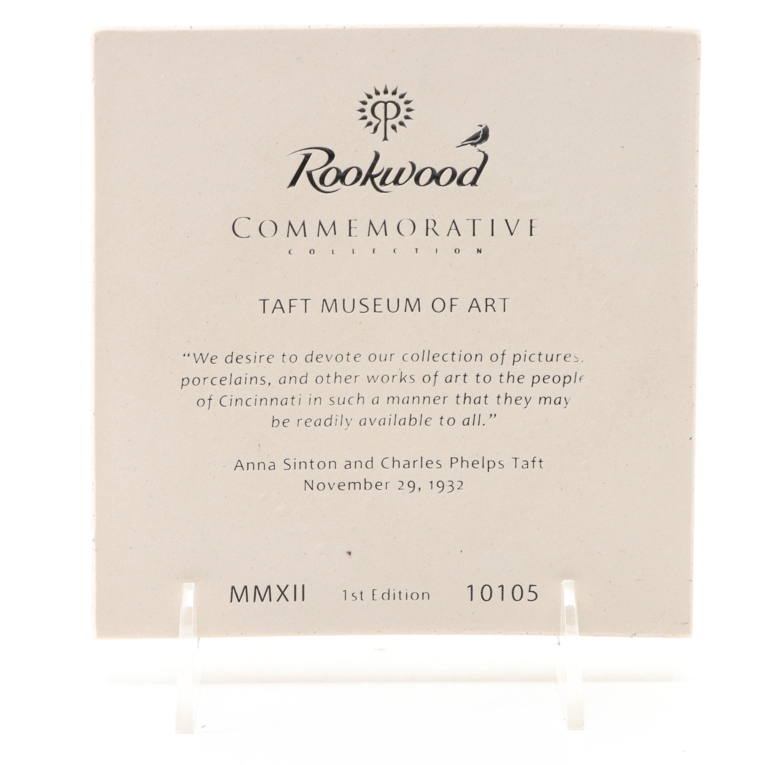 Rookwood Pottery First Edition "Taft Museum of Art" Glazed Ceramic Tile, 2012