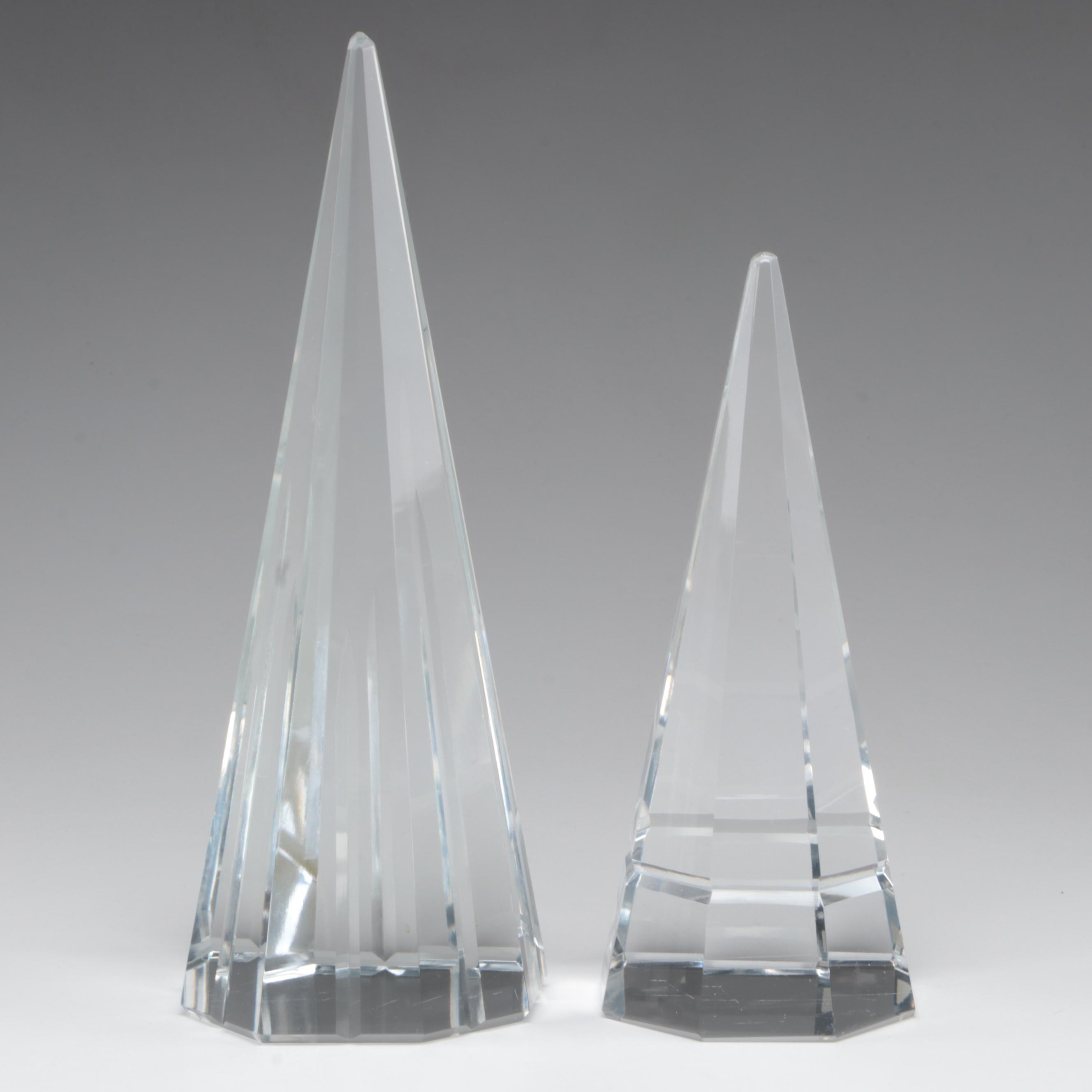 Susan Anton for Intaglio Glass Paperweight with Crystal Pyramids