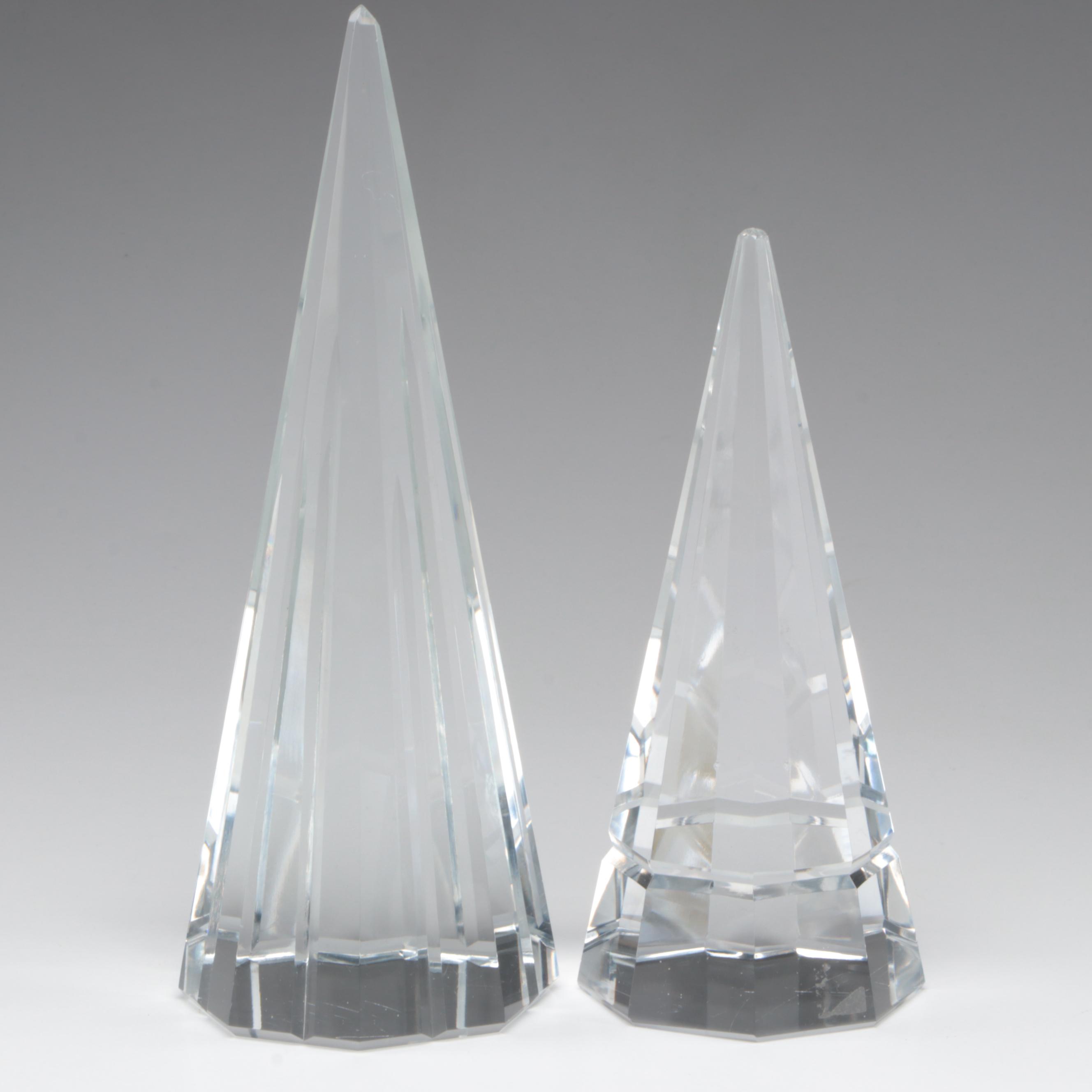 Susan Anton for Intaglio Glass Paperweight with Crystal Pyramids