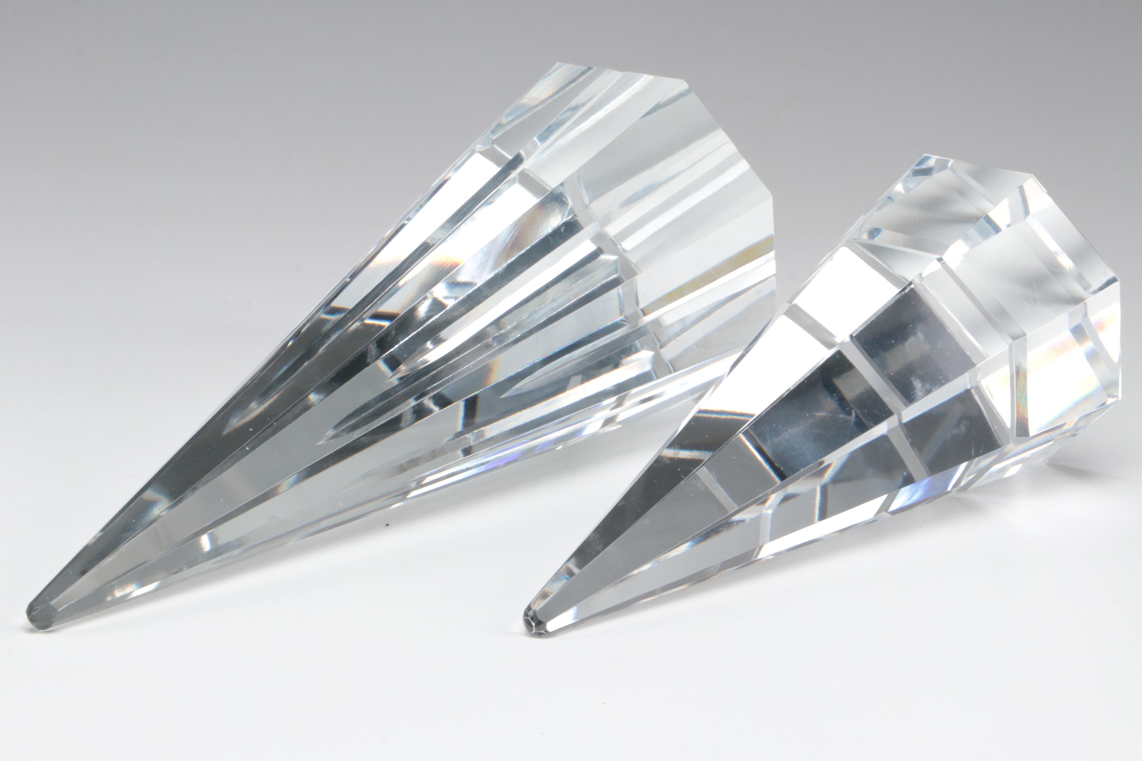 Susan Anton for Intaglio Glass Paperweight with Crystal Pyramids