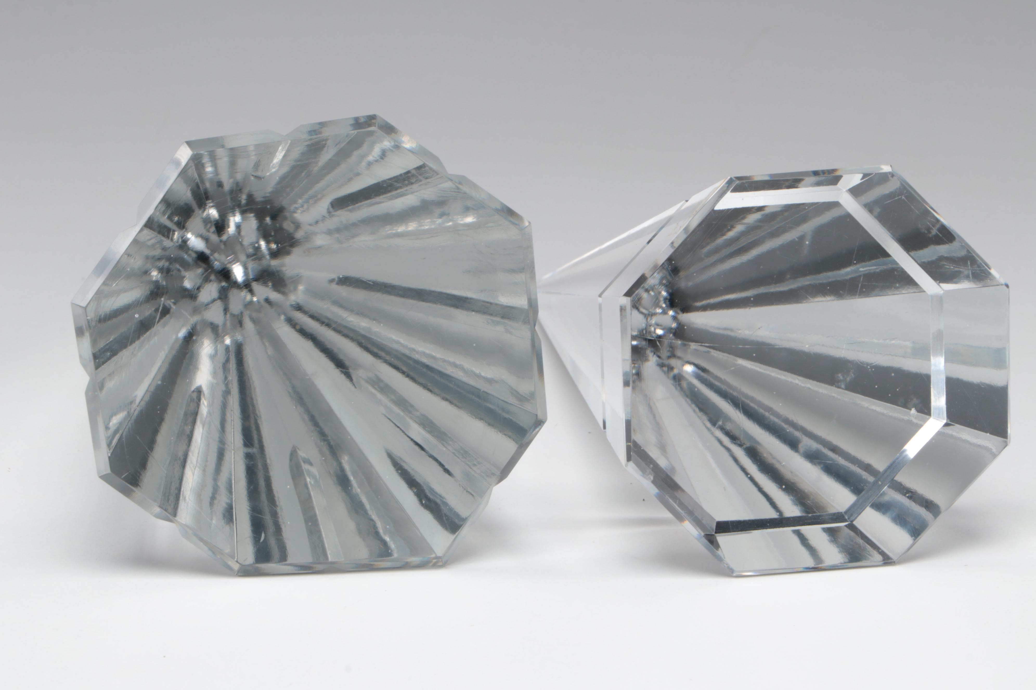 Susan Anton for Intaglio Glass Paperweight with Crystal Pyramids