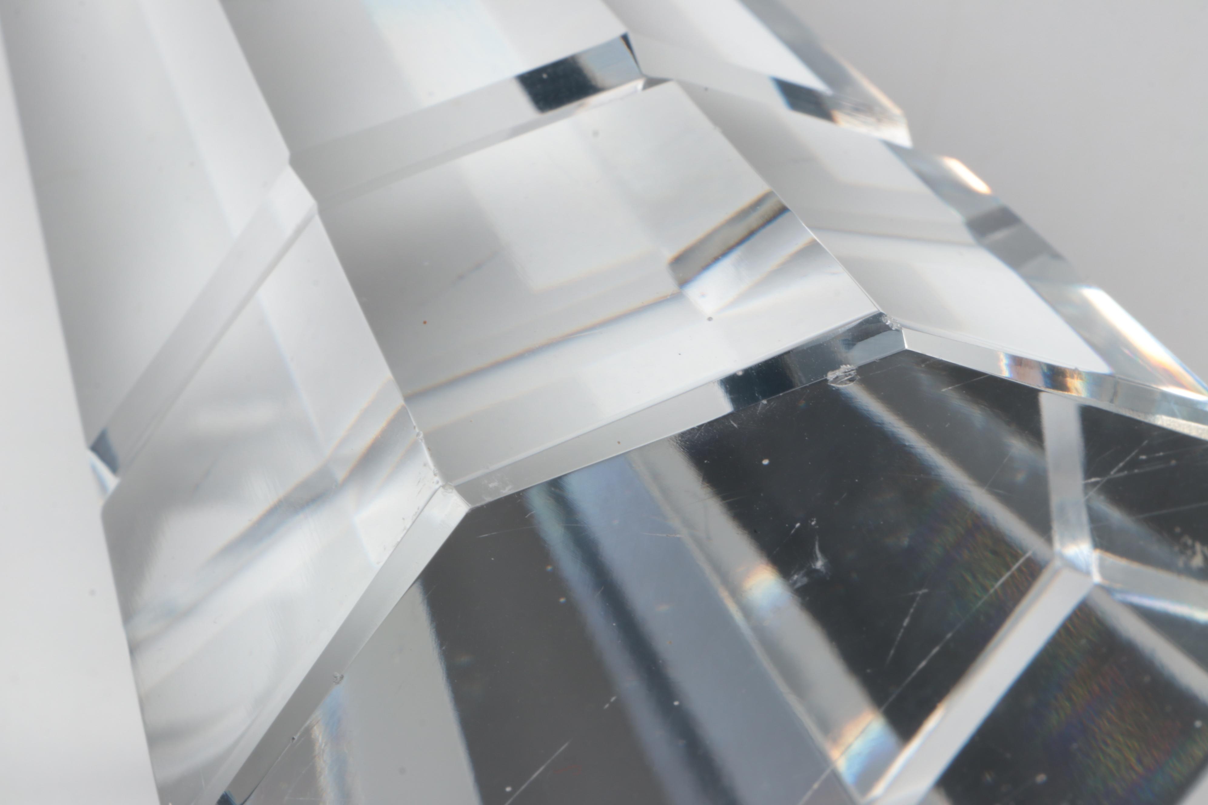 Susan Anton for Intaglio Glass Paperweight with Crystal Pyramids