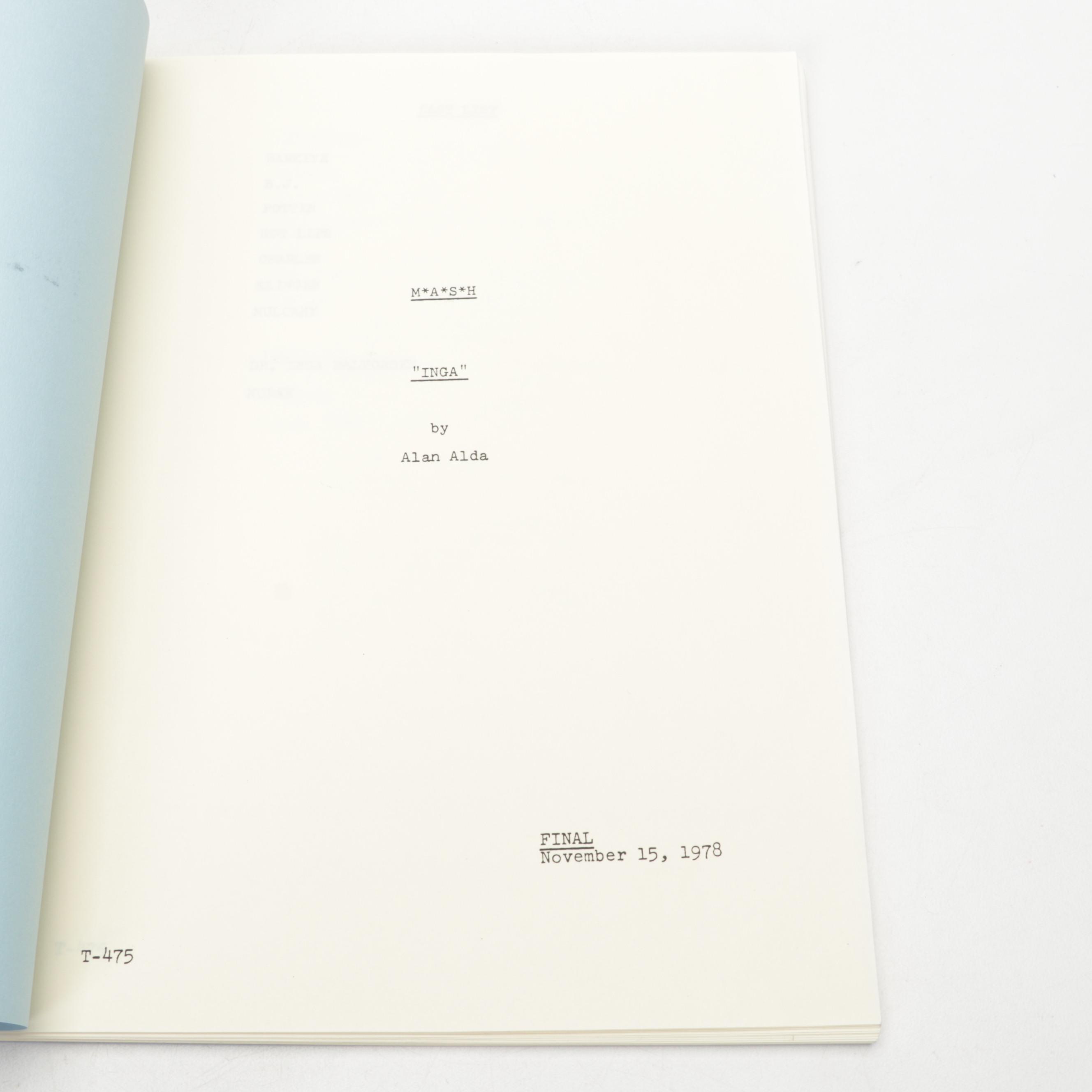 Alan Alda Signed M*A*S*H "Inga" TV Script, 1978